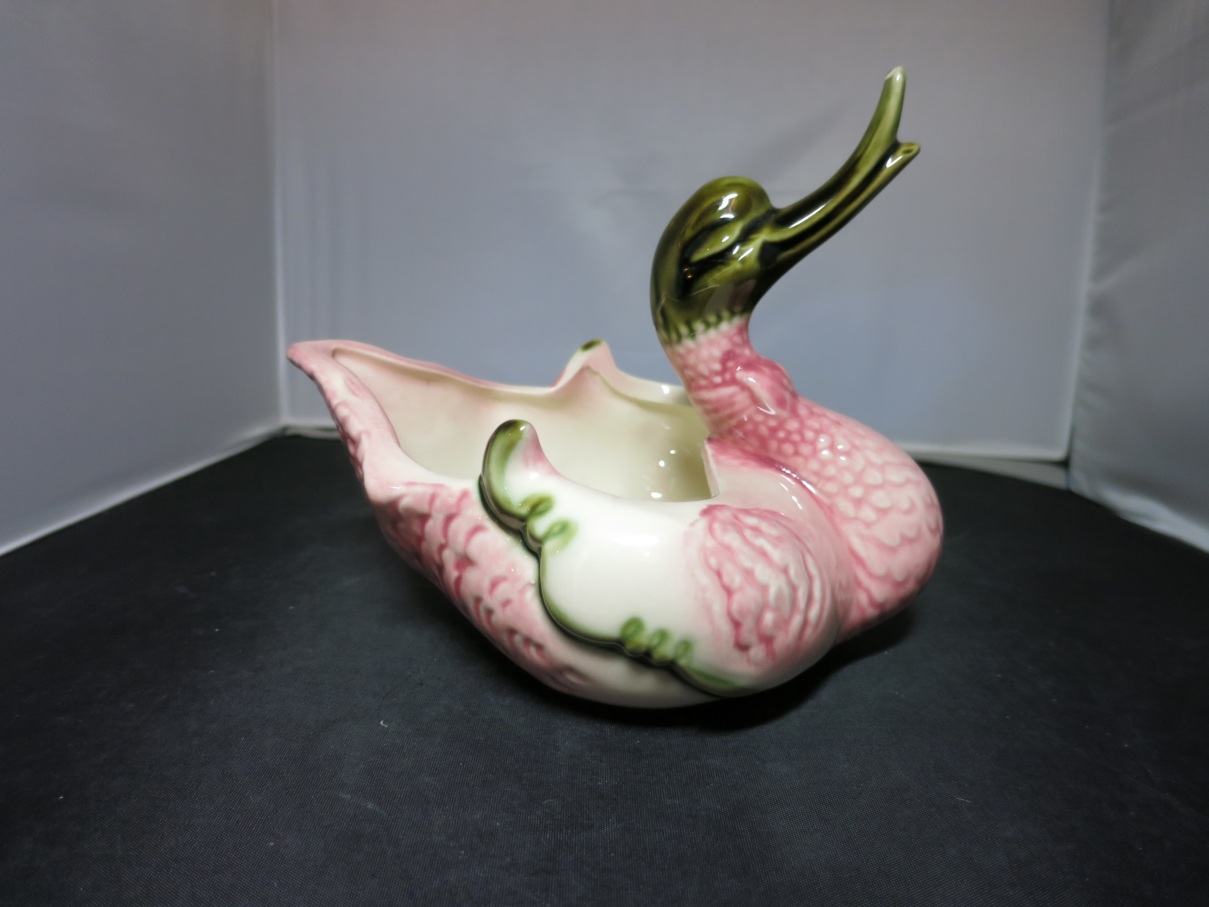 Hull Duck Planter Dish marked Hull USA 80 Pink Green