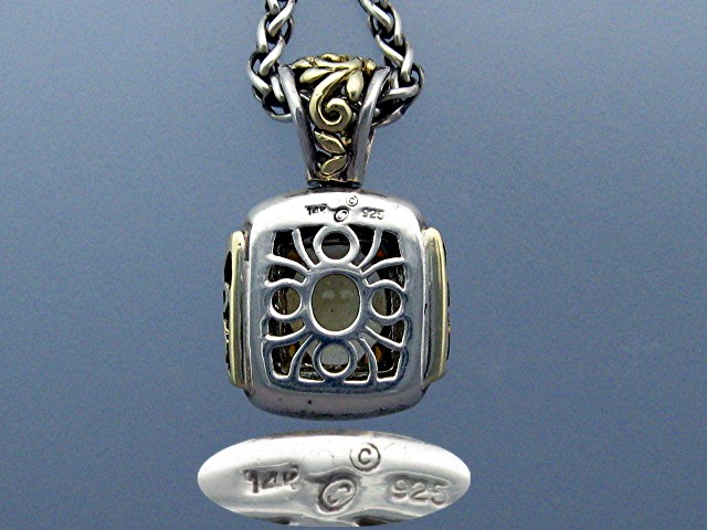 Necklace Sterling Silver 14K Gold Citrine  Marked C
