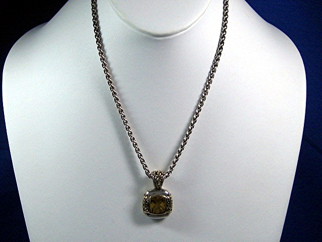 Necklace Sterling Silver 14K Gold Citrine  Marked C