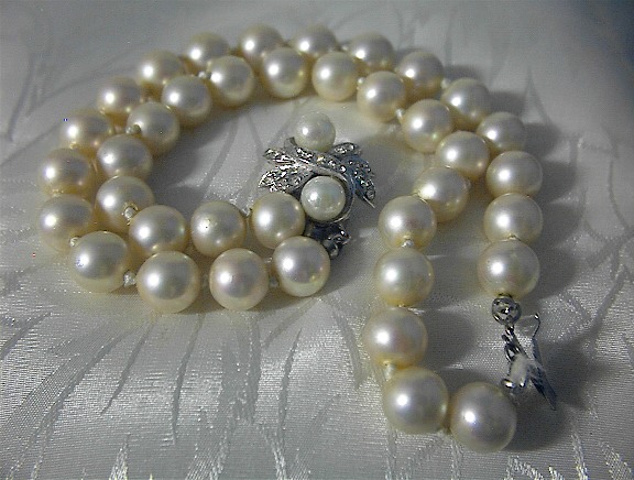 Sterling Silver 2 Row Faux Pearl Bracelet