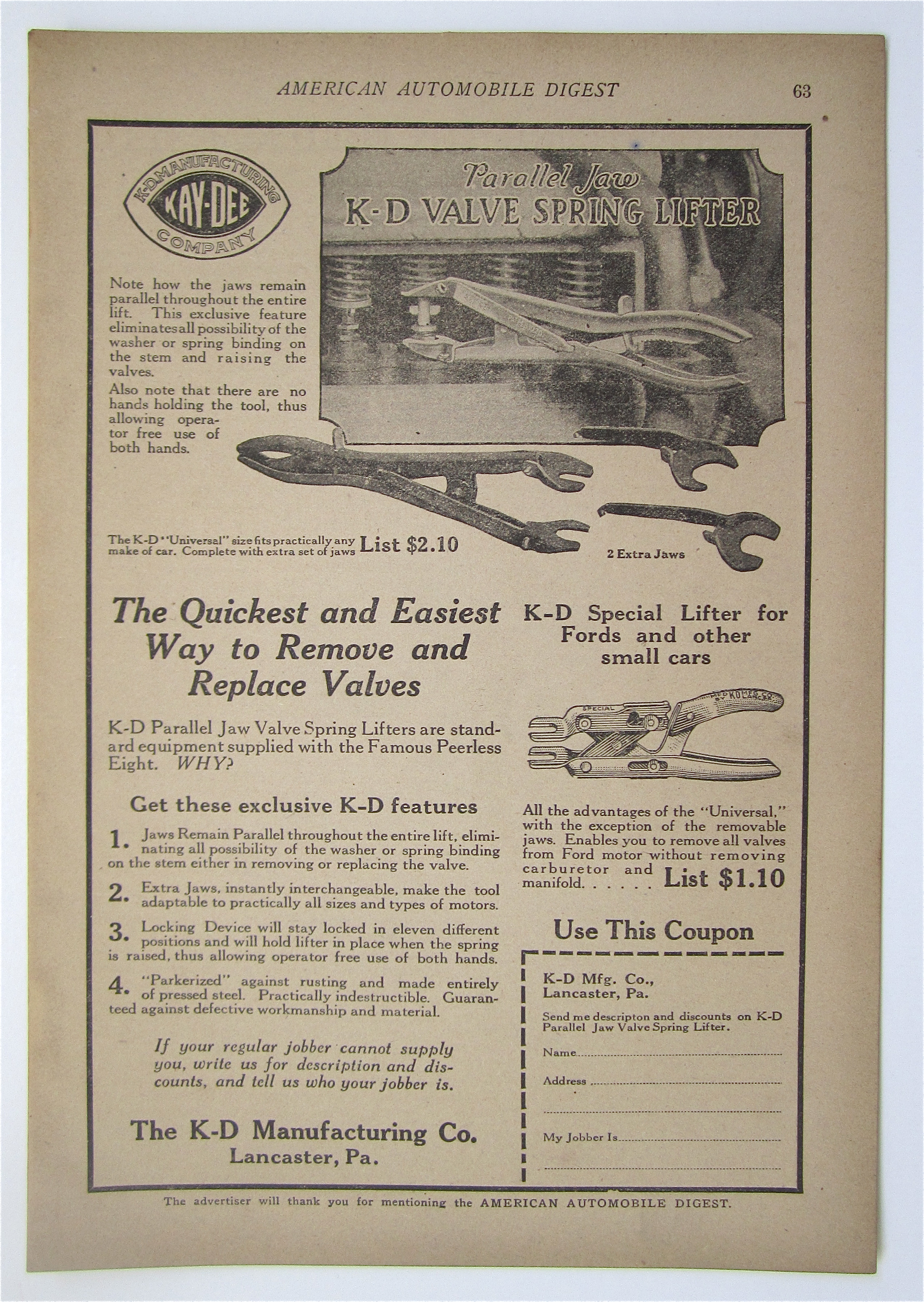 1923 K-D Valve Spring Lifter with Spring Lifter