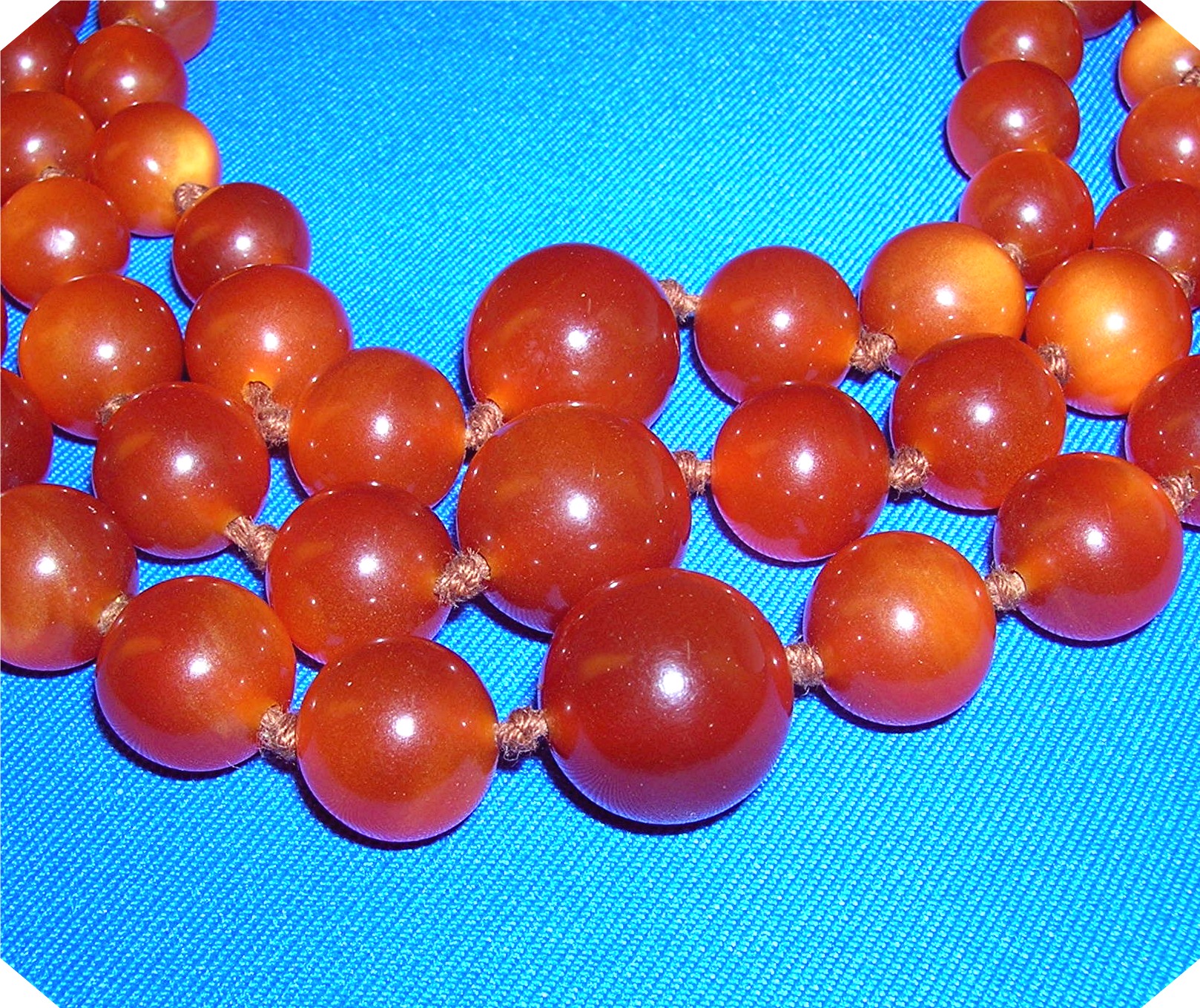 Vintage Graduated Amber Glass 3 Strand Necklace