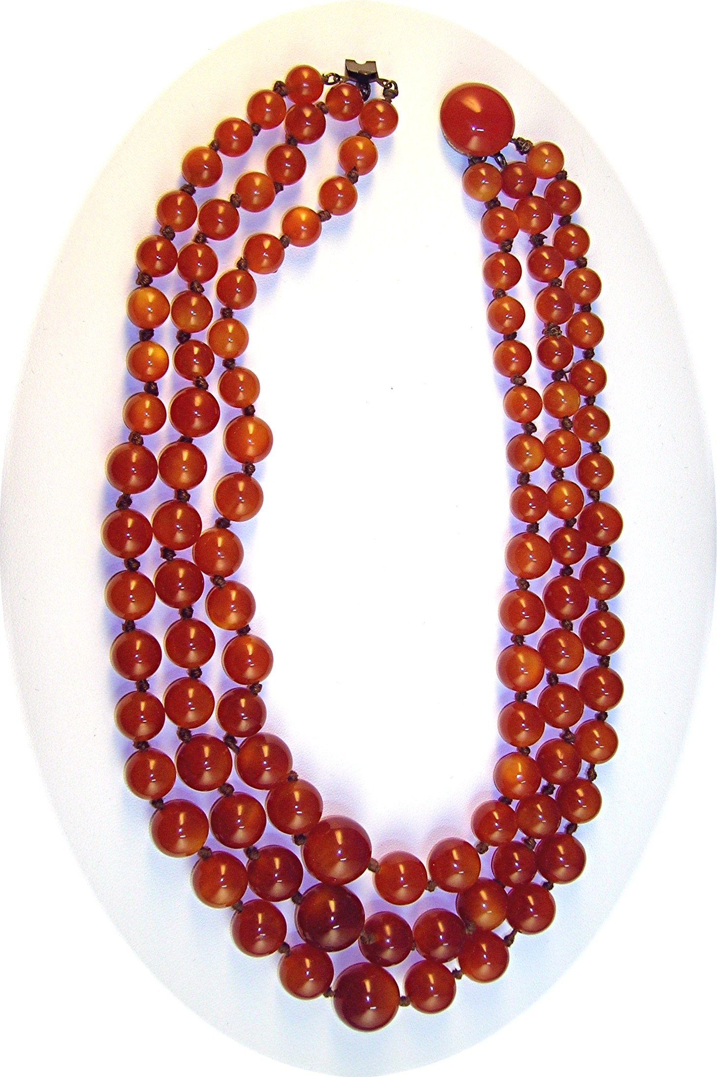Vintage Graduated Amber Glass 3 Strand Necklace