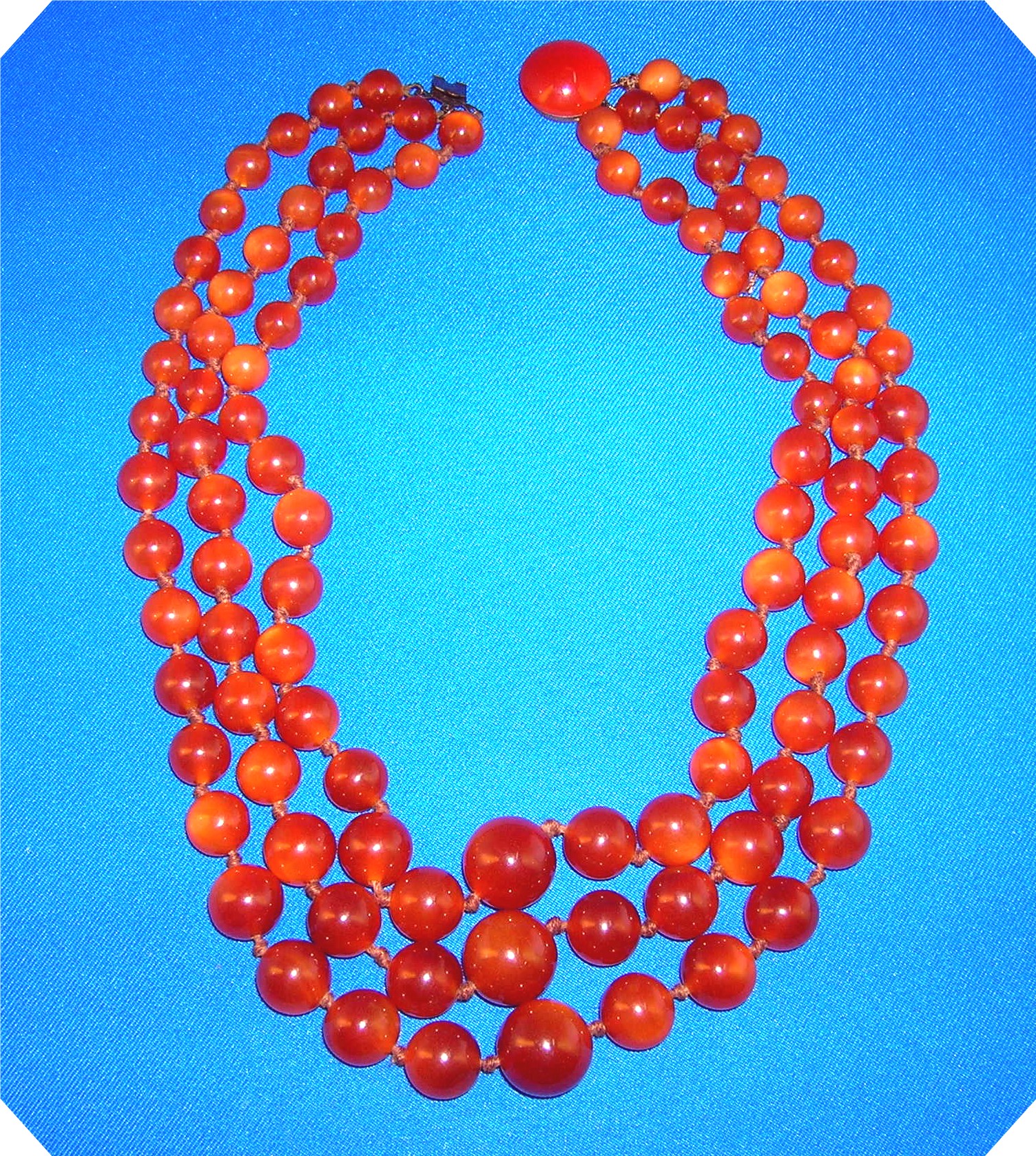 Vintage Graduated Amber Glass 3 Strand Necklace