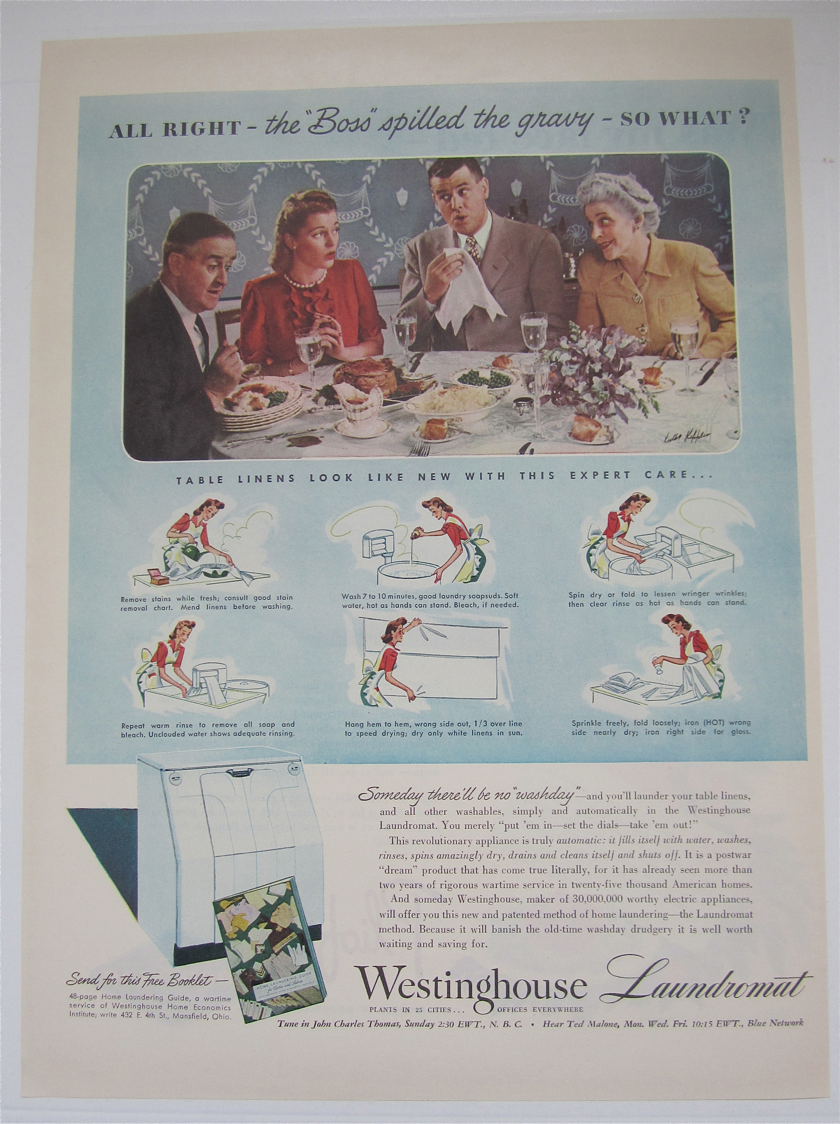 1944 Westinghouse Laundromat with Family Having Dinner