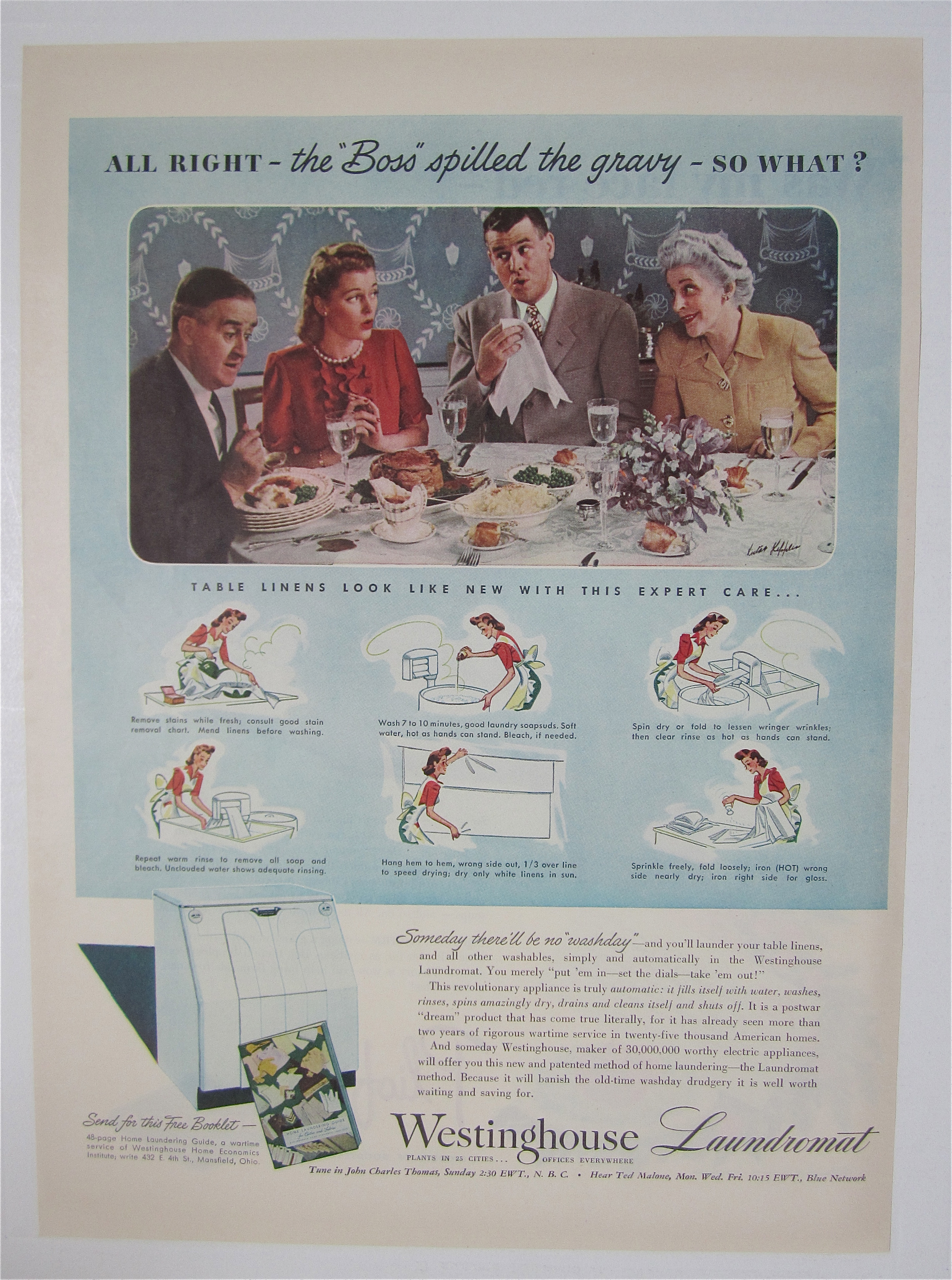 1944 Westinghouse Laundromat with Family Having Dinner