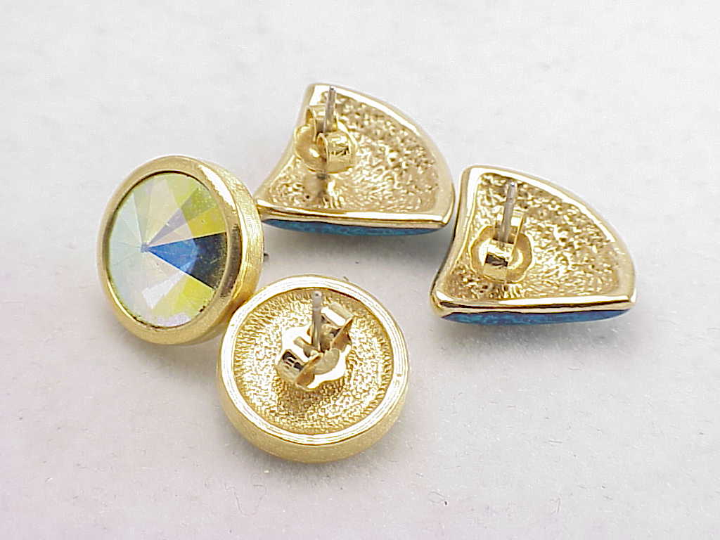 2 Pairs Of Avon Pierced Earrings - Rivoli Rhinestone, Enamel