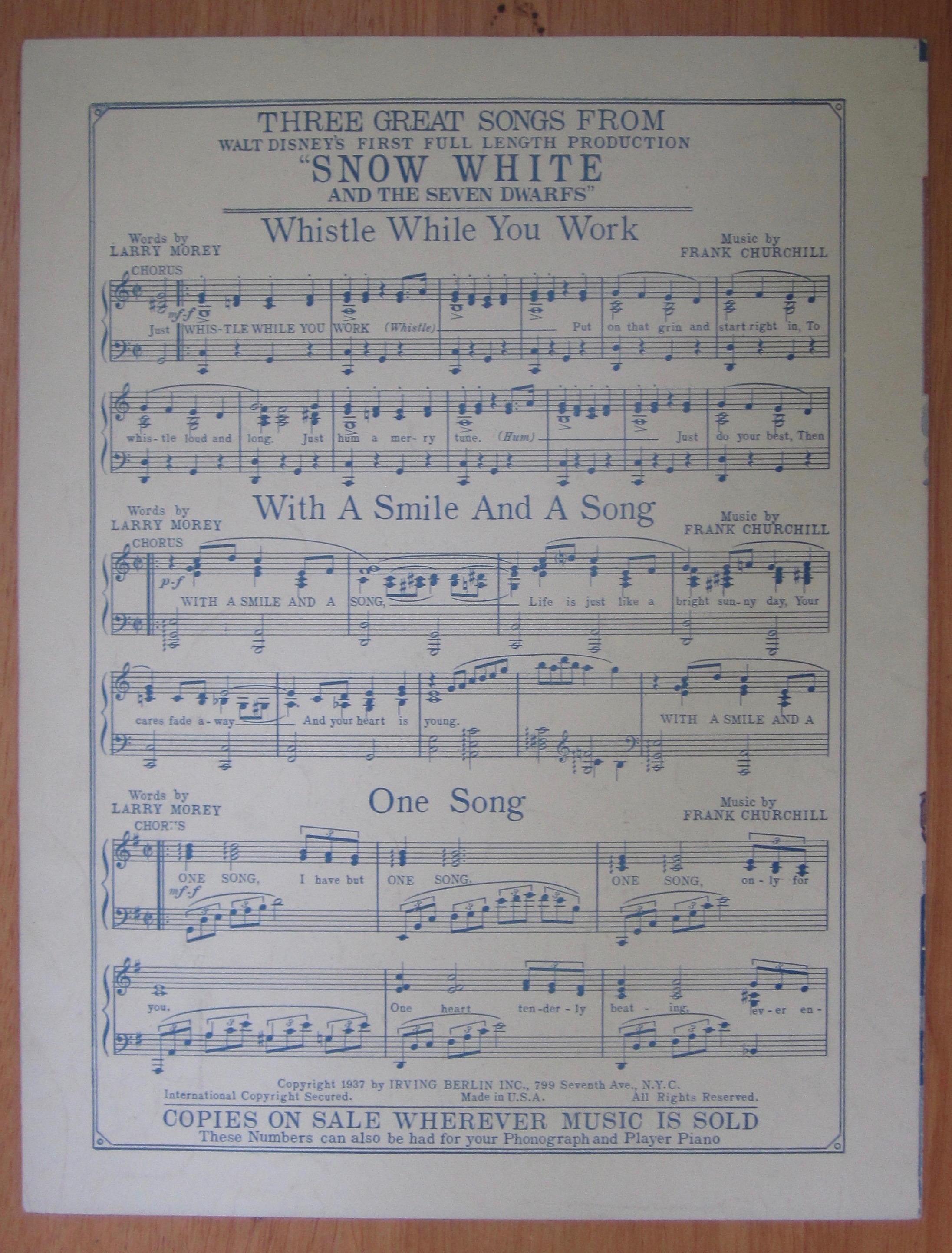 1937 Walt Disney's Whistle While You Work