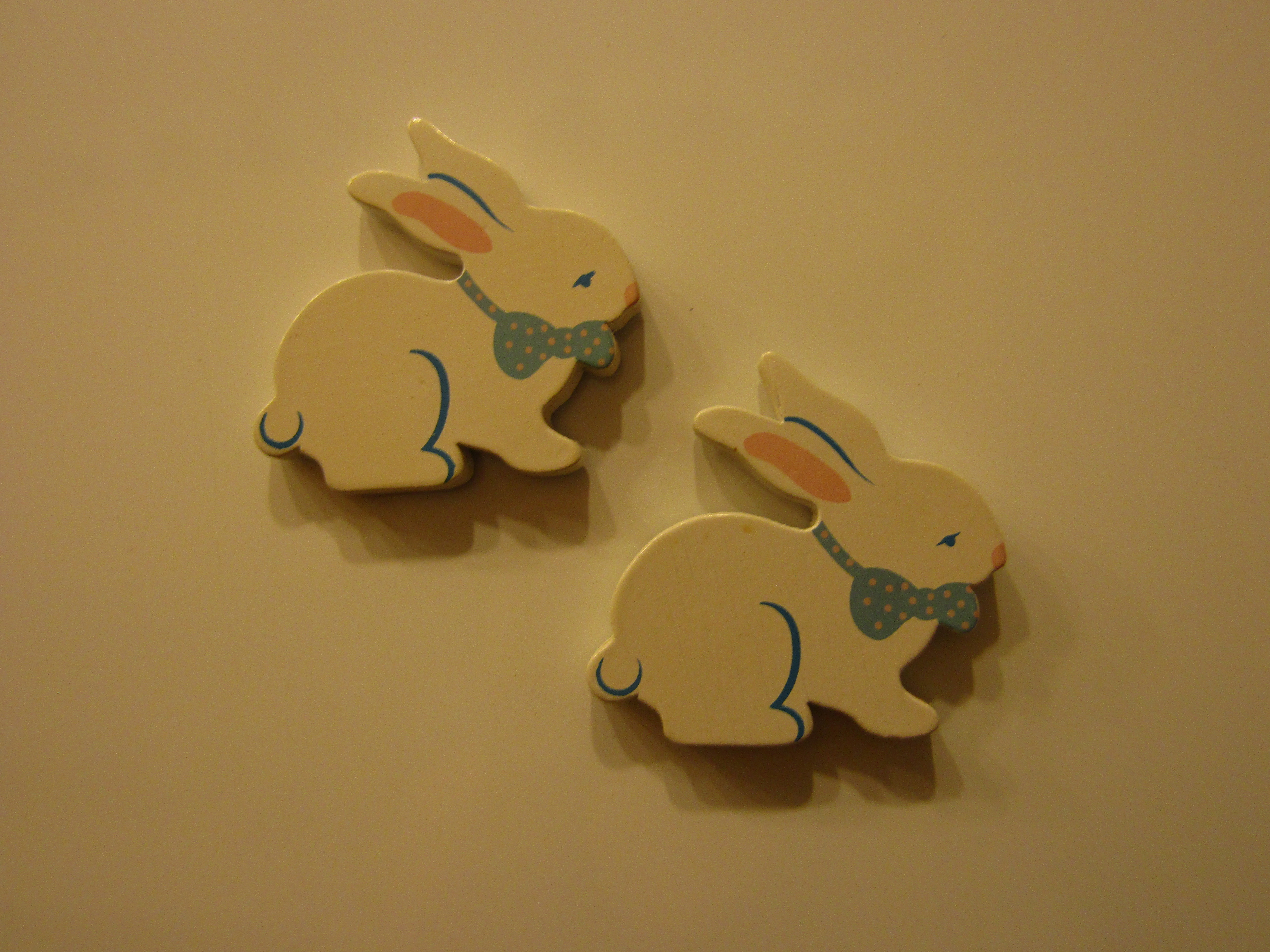 Vintage Russ Fridge Magnets White Rabbit Set