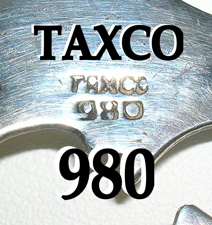 Vintage Sterling Silver 980 TAXCO Malachite Brooch