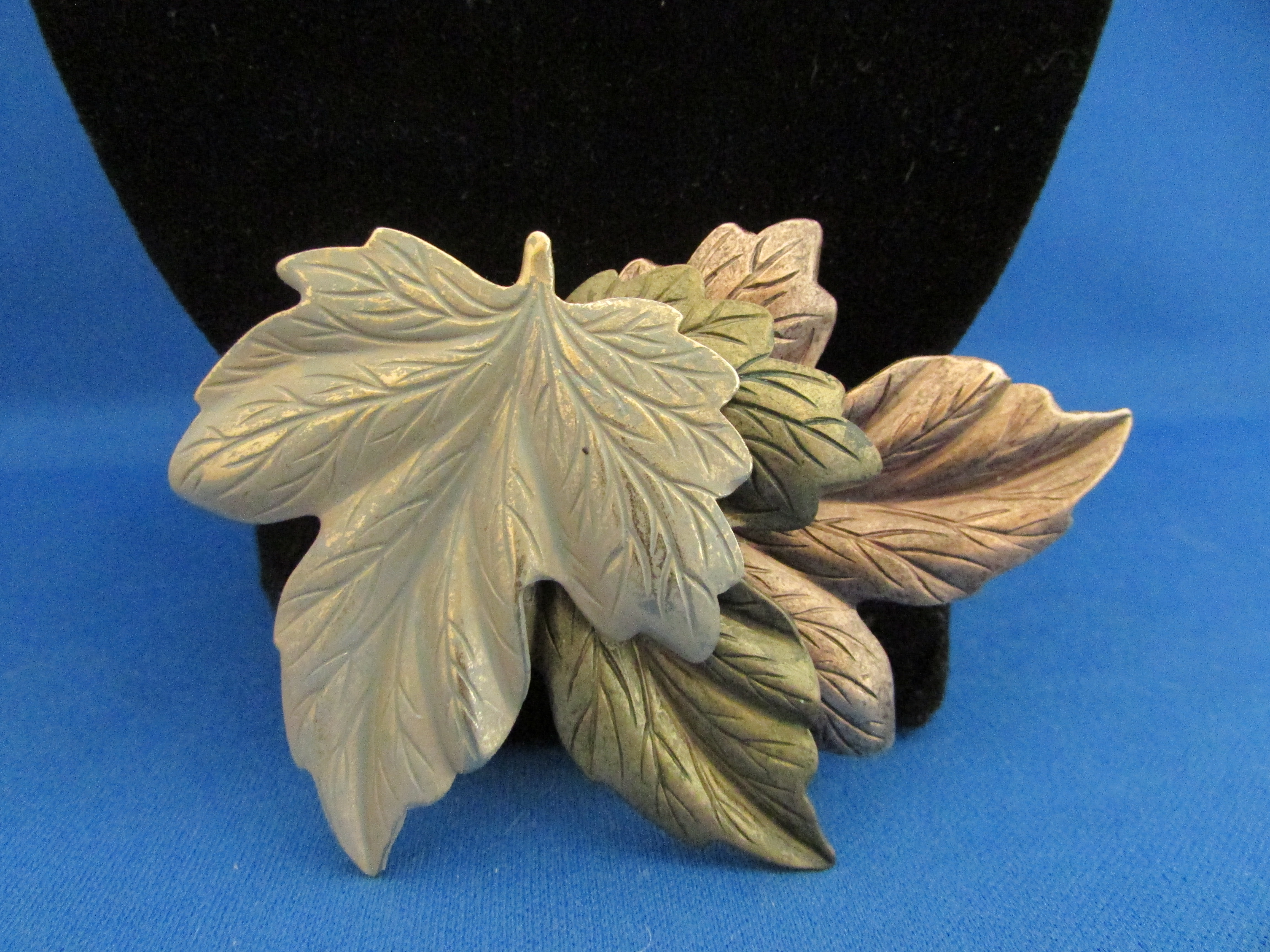 Brass, Copper, Pewter Leaf Brooch