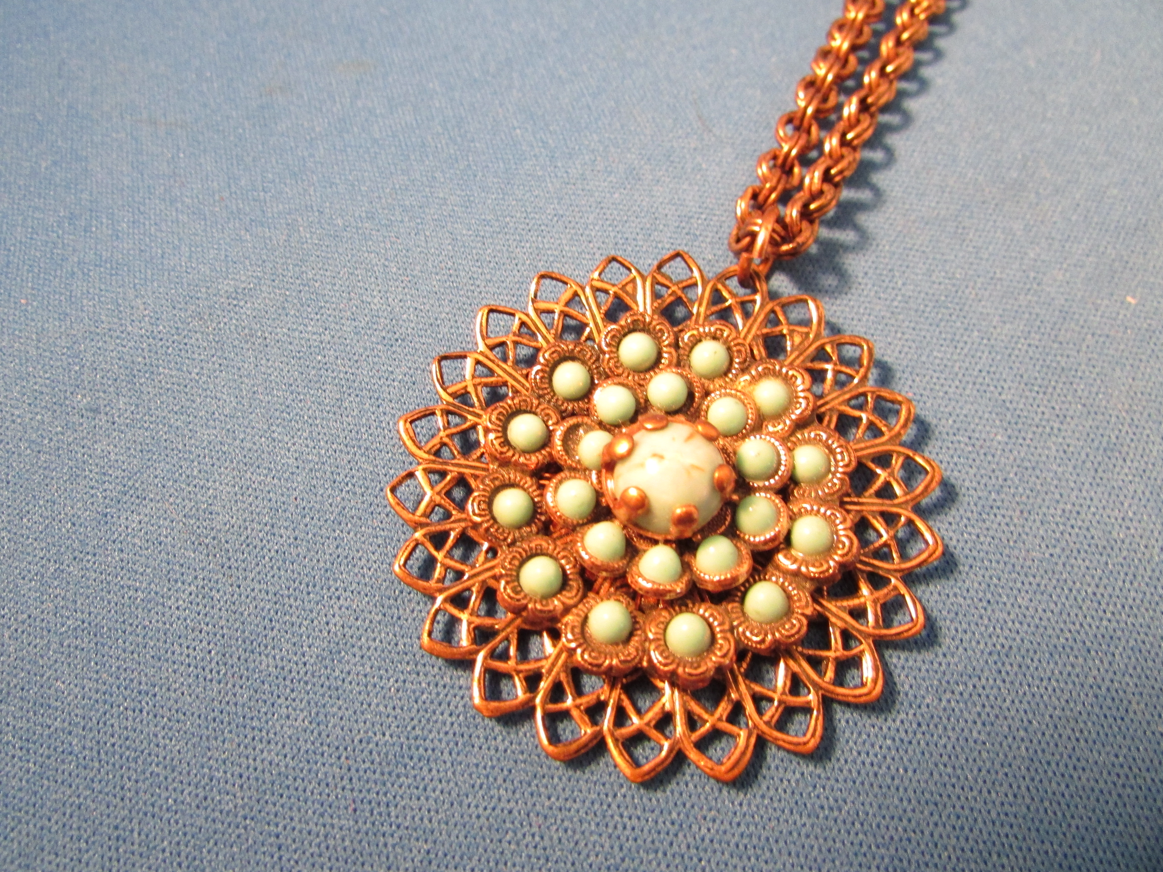 Copper and Faux Turquoise Necklace