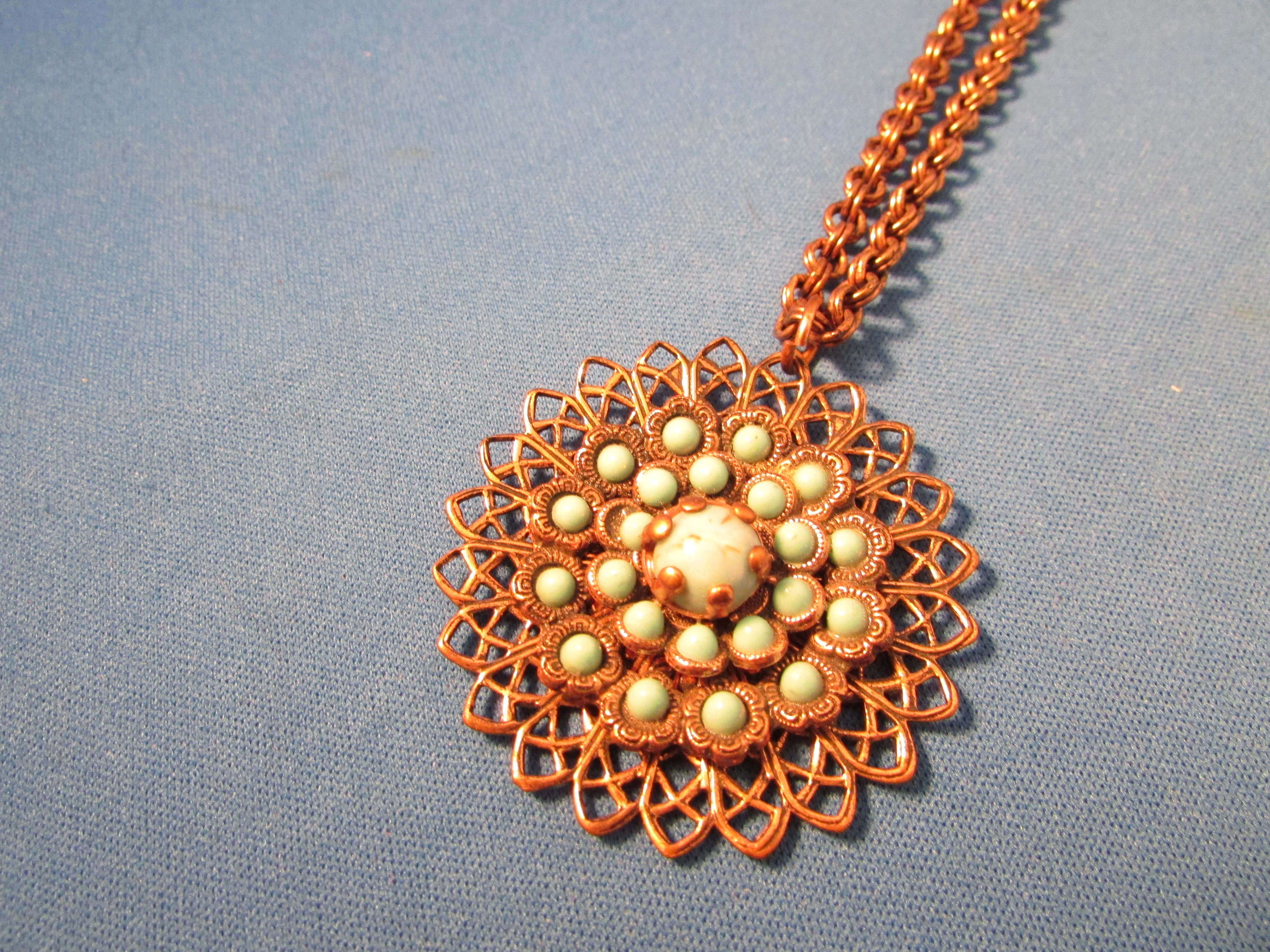 Copper and Faux Turquoise Necklace