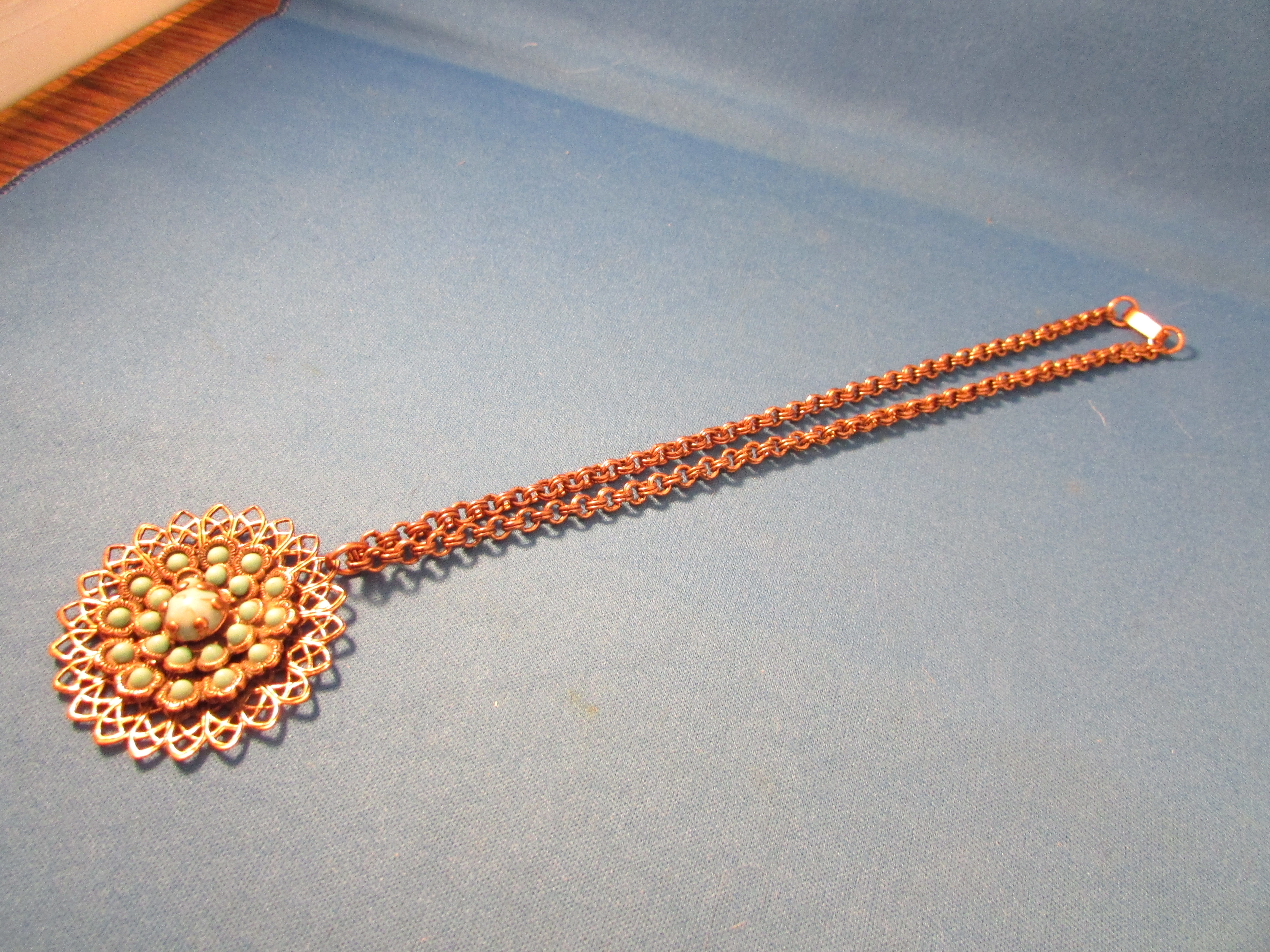 Copper and Faux Turquoise Necklace