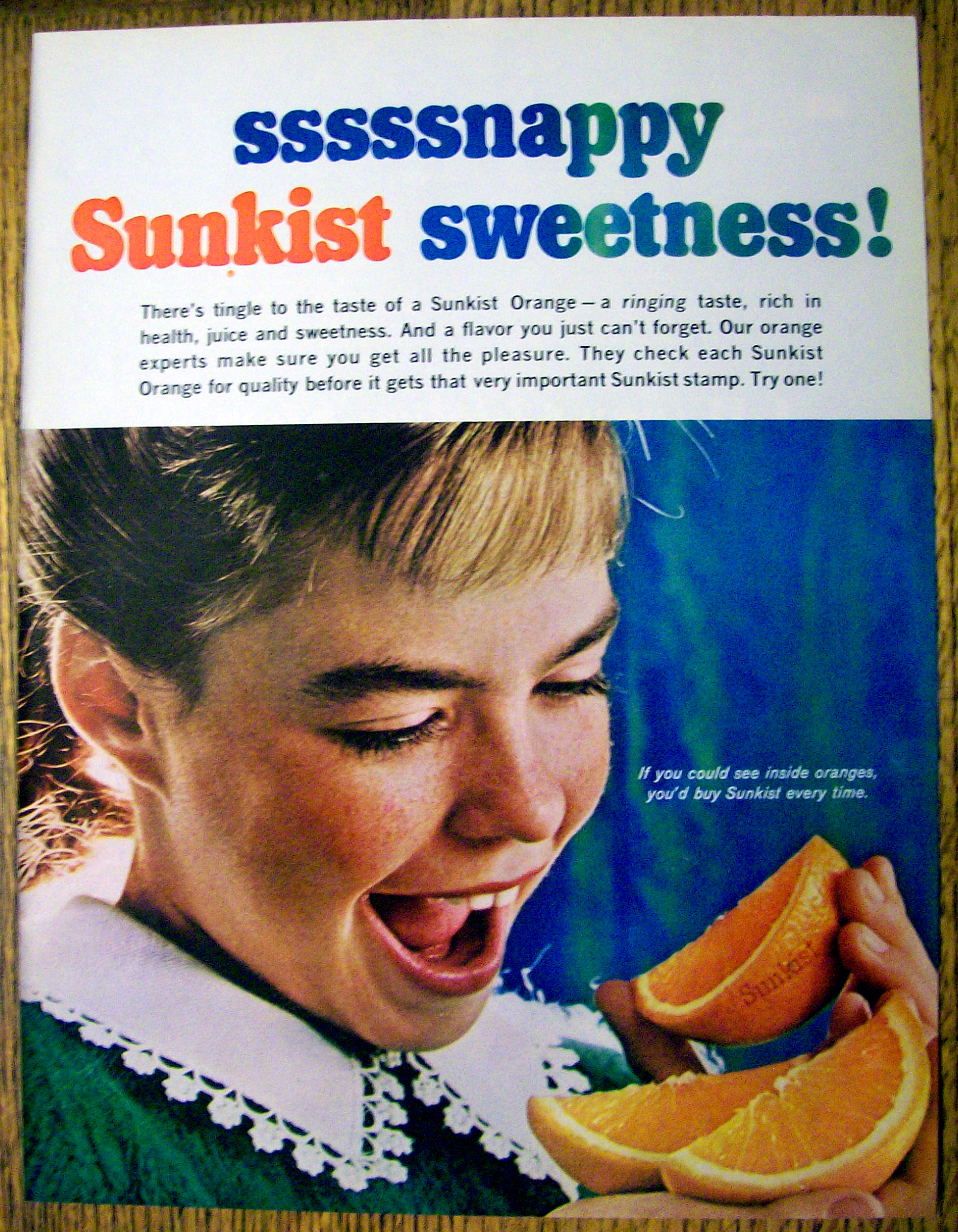 1965 Sunkist Oranges with Girl Eating Orange