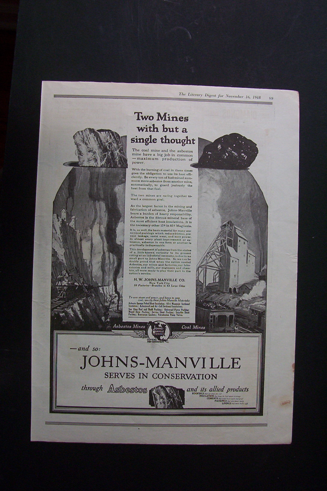 1918  Johns - Manville  Service
