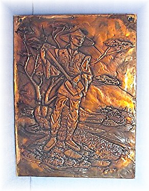 Copper Picture  Oriental Male Lute Player