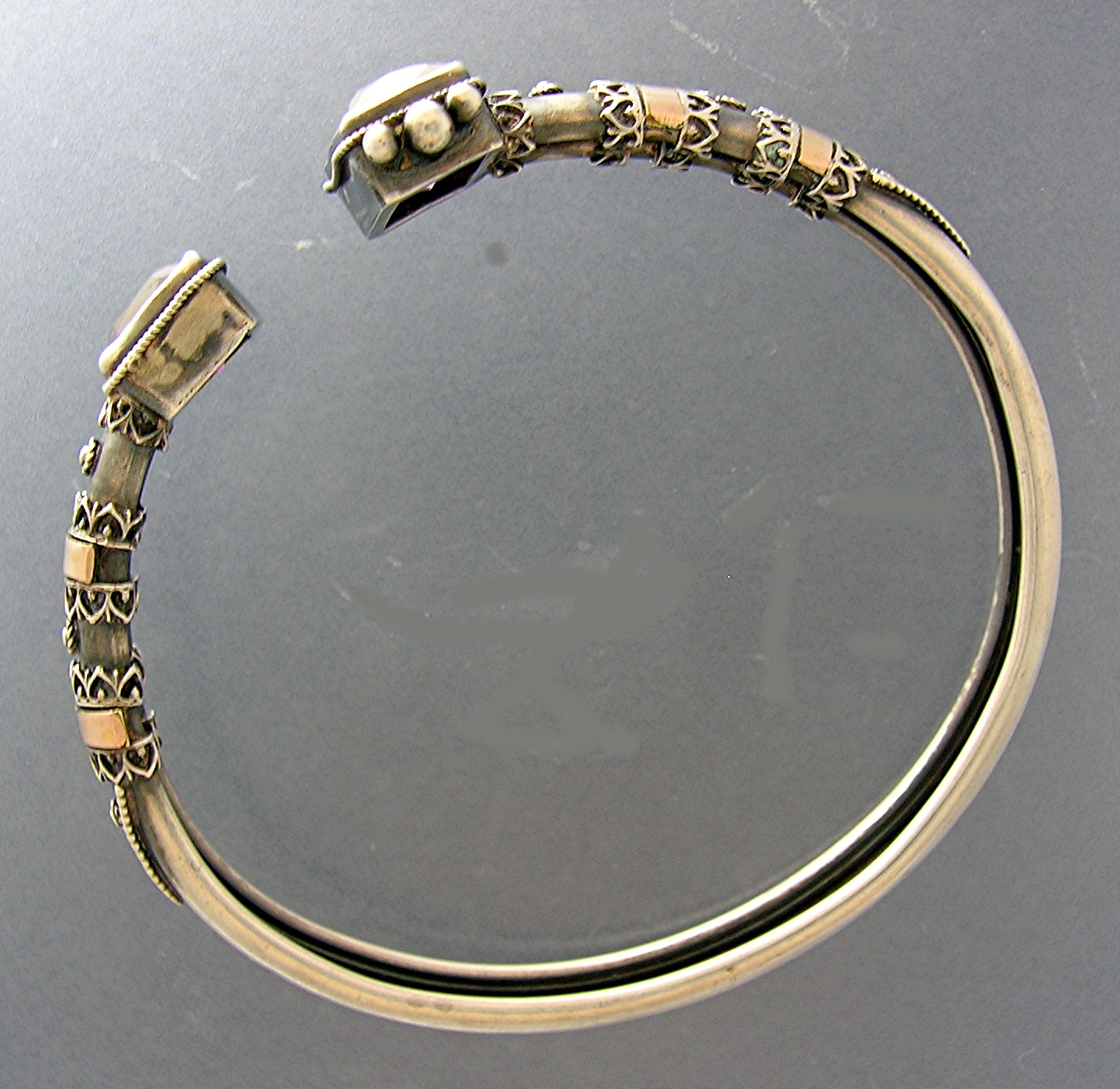 Bracelet Sterling Silver gold Amethyst Art Nouveau Look