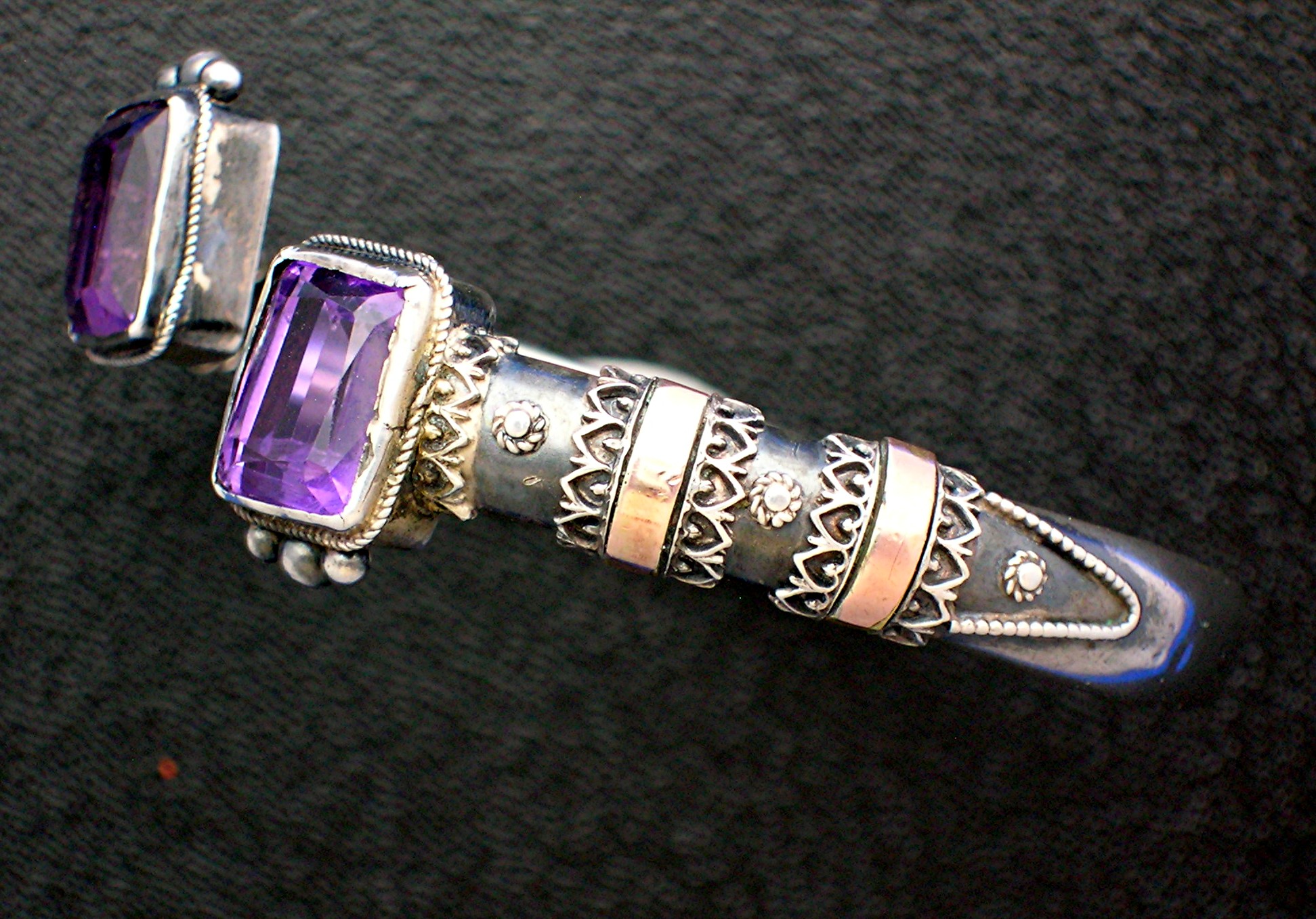 Bracelet Sterling Silver gold Amethyst Art Nouveau Look