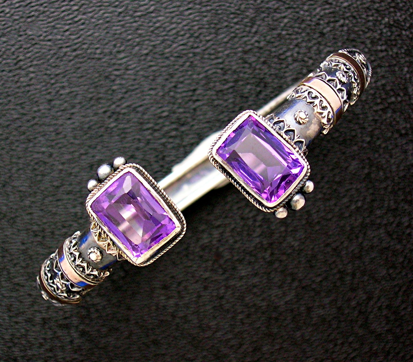 Bracelet Sterling Silver gold Amethyst Art Nouveau Look