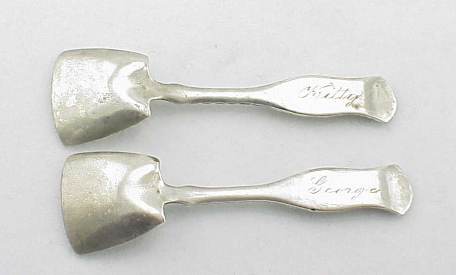 2 Antique 1850'S Repousse Sterling Silver Individual Salt Spoons