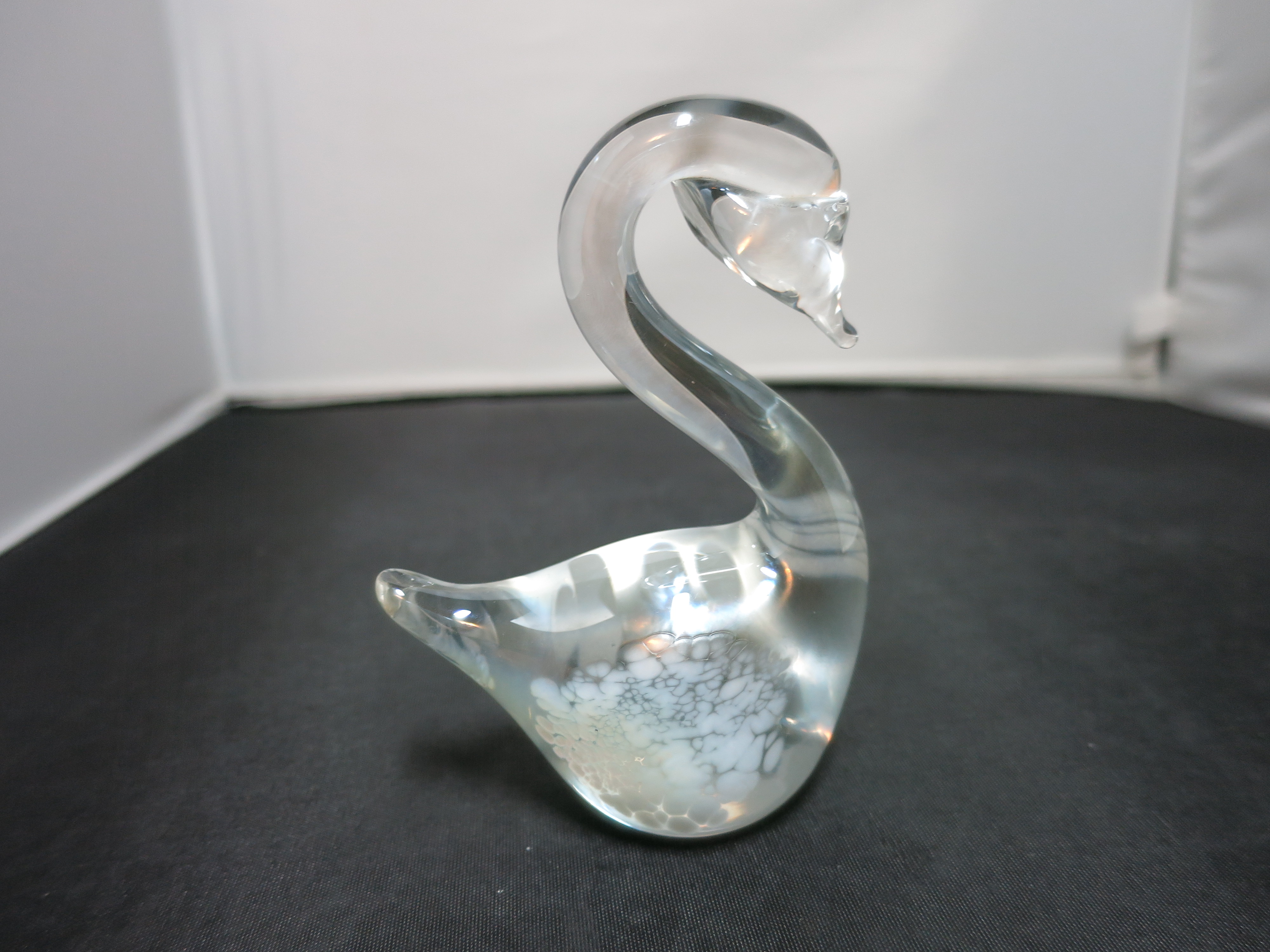 Price Products Iridescent Blown Glass Swan Paperweight