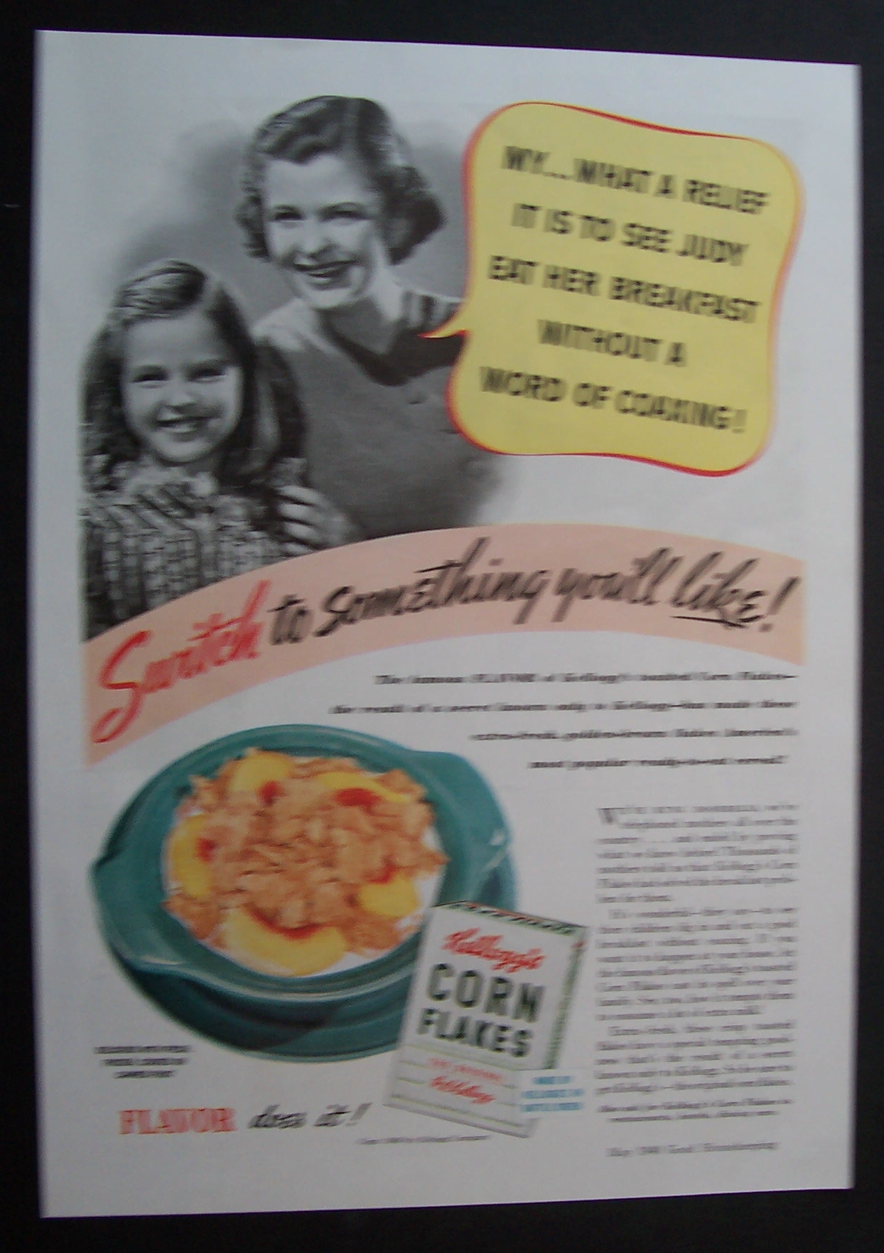 1940 Kellogg's Corn Flakes with a Mother & Daughter