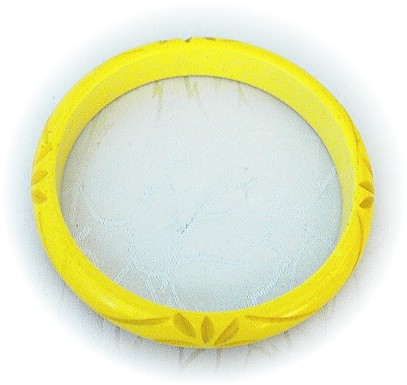 Bakelite Bangle Gold Criss Cross & Flowers