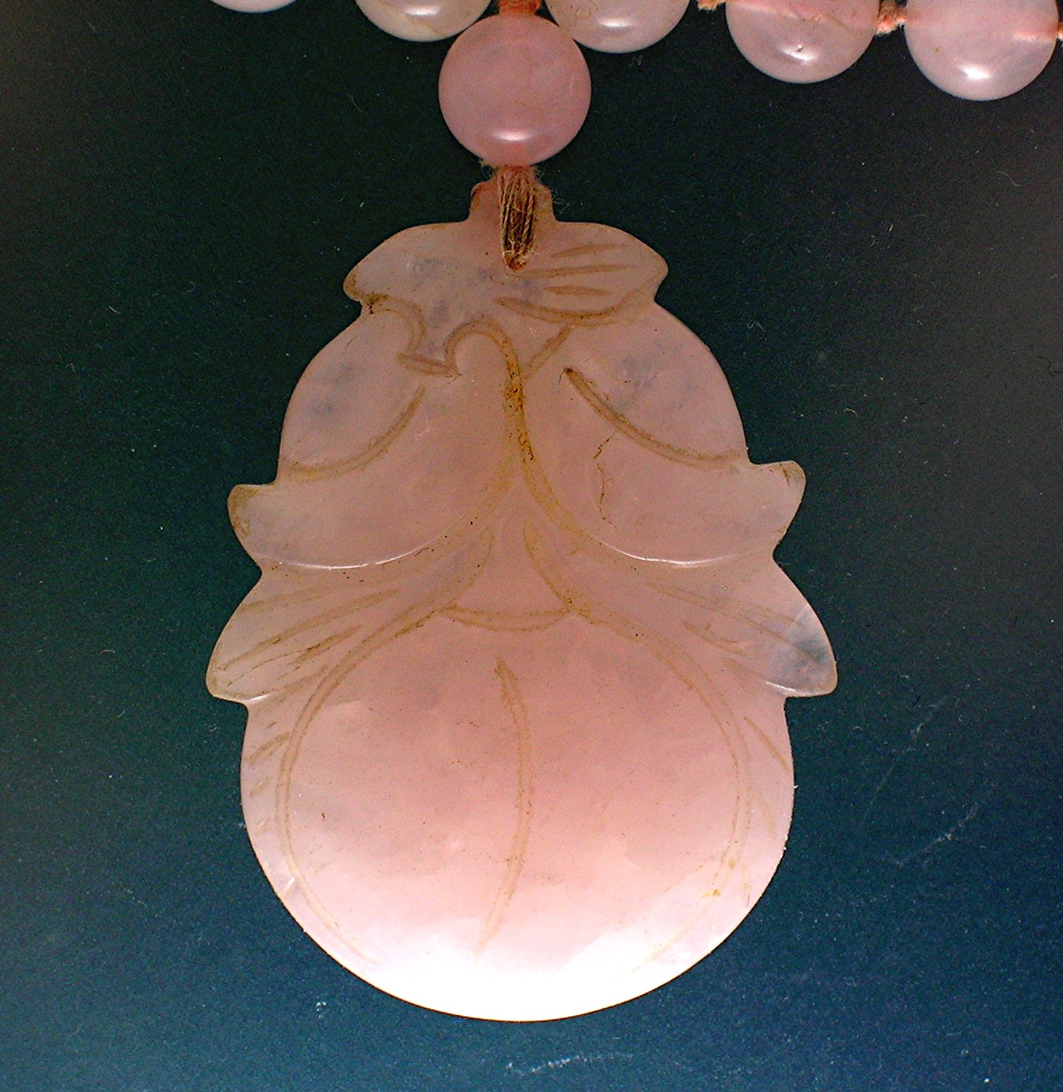 Rose Quartz 10mm Beads Carved Pendant