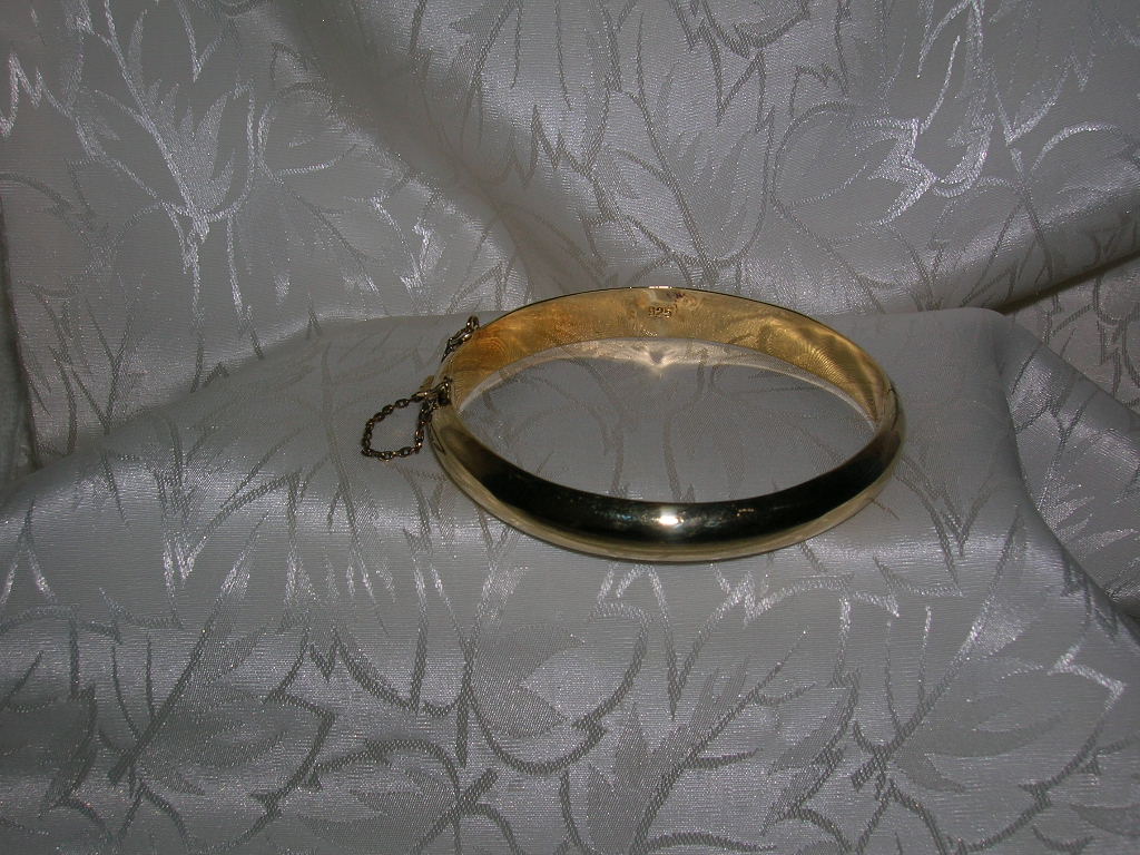 Plain Gold Over Sterling Silver Bangle Bracel