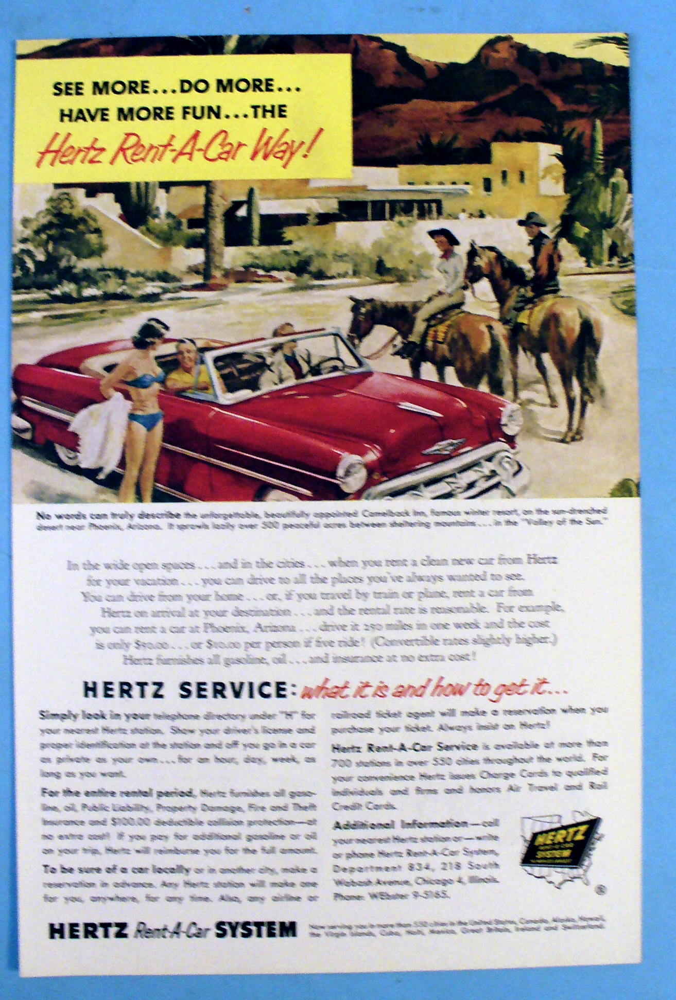 1954 Hertz Rent A Car w/ Group of People