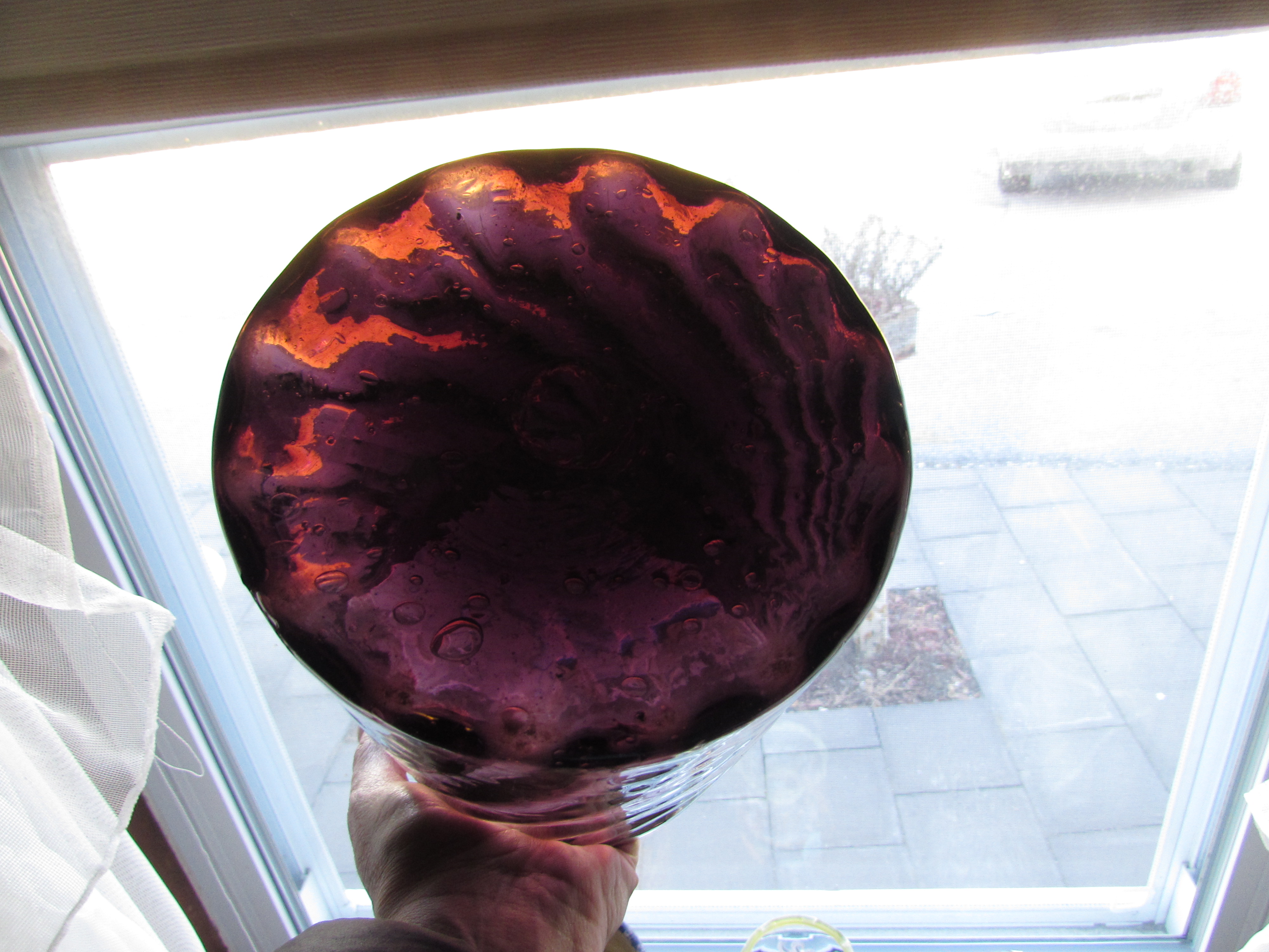 Purple Amethyst Swirl Blown Art Glass Ice Bucket