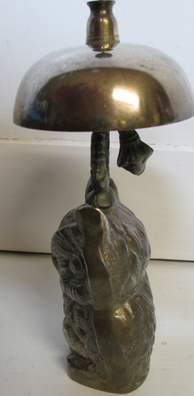 Brass Bell Hotel Motel Front Desk Owl Figure Base