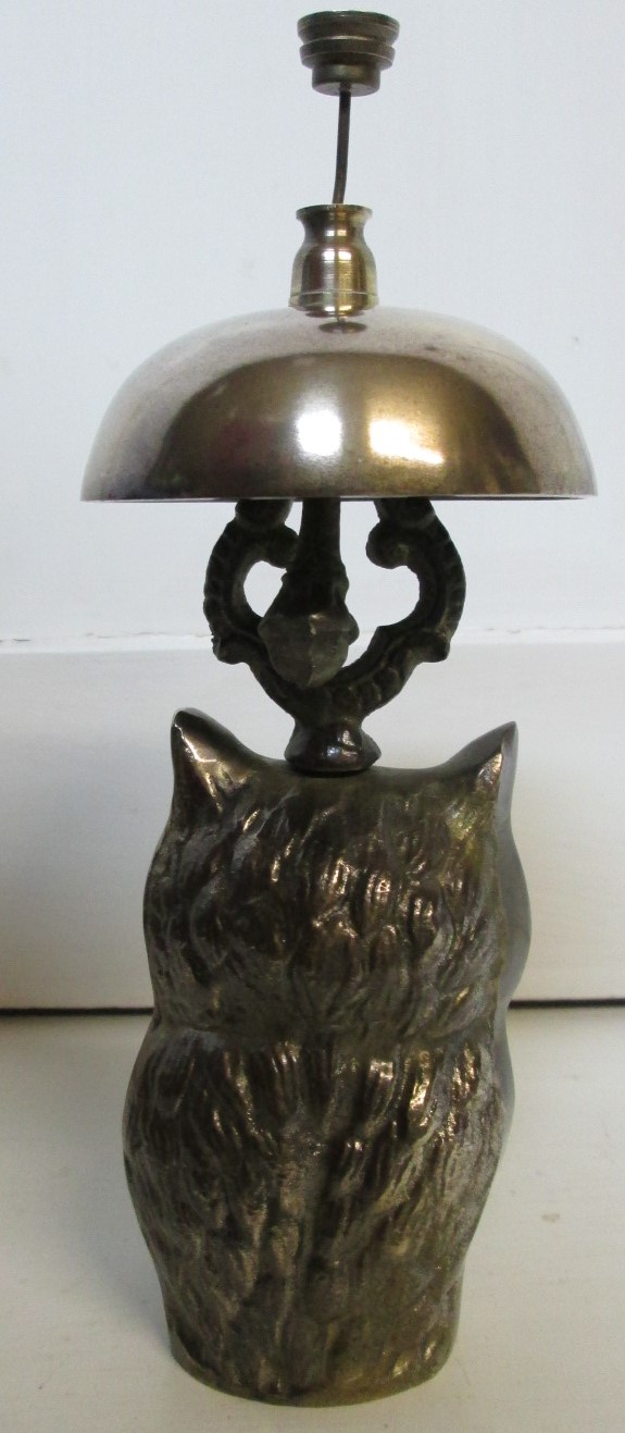 Brass Bell Hotel Motel Front Desk Owl Figure Base