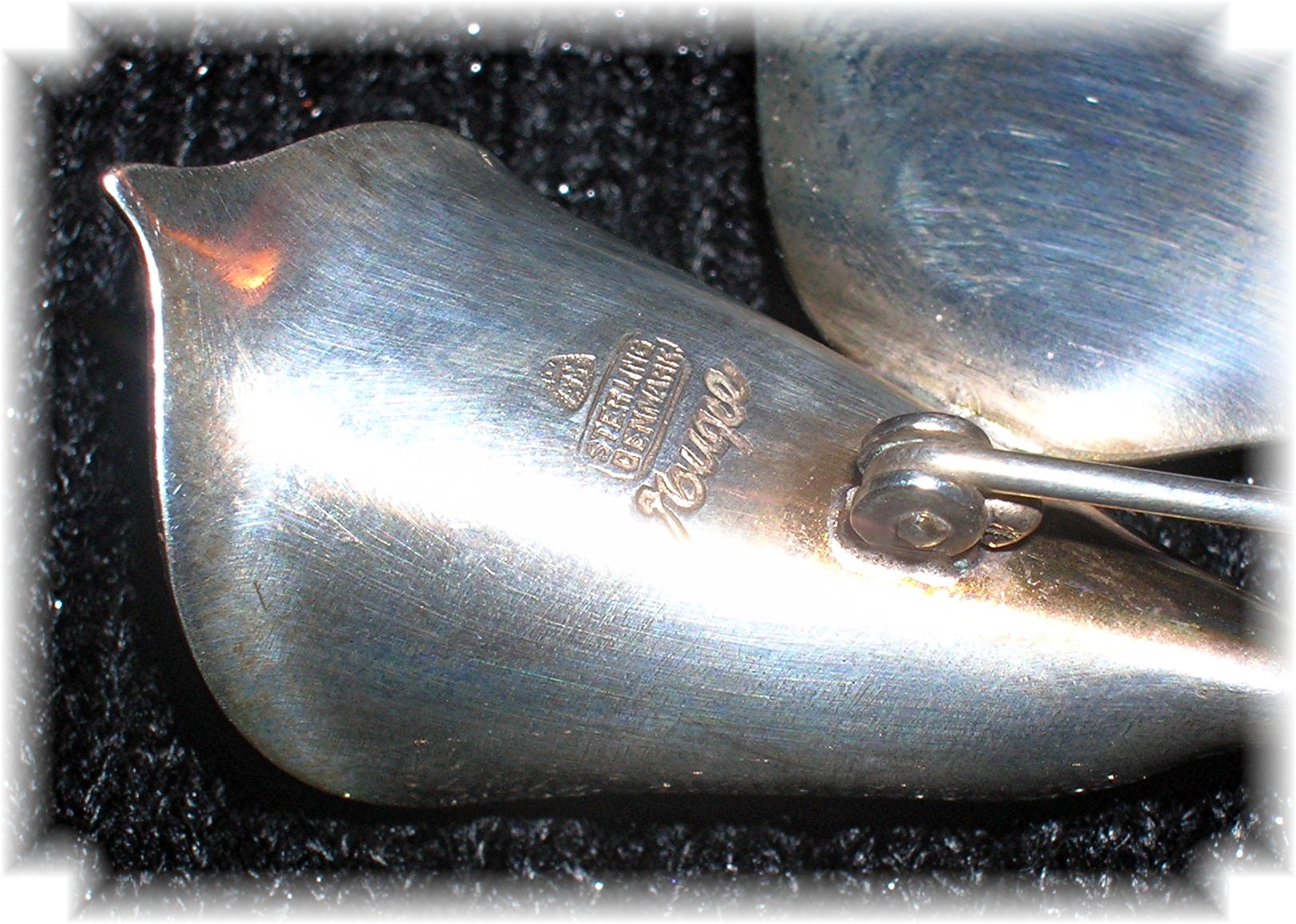 Sterling Silver Lily Brooch Signed Nougee Denmark