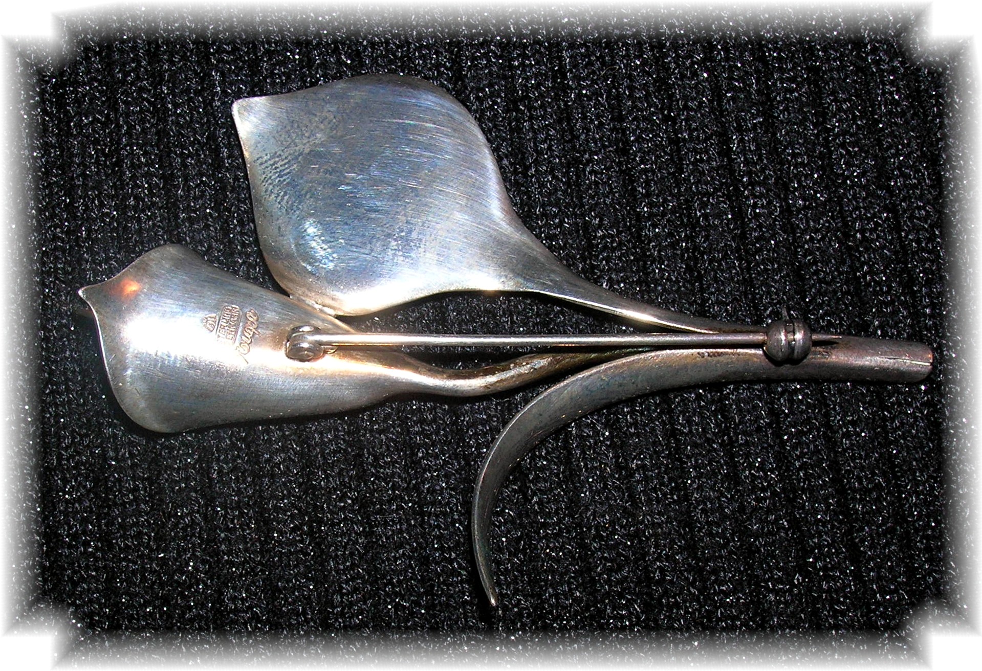 Sterling Silver Lily Brooch Signed Nougee Denmark