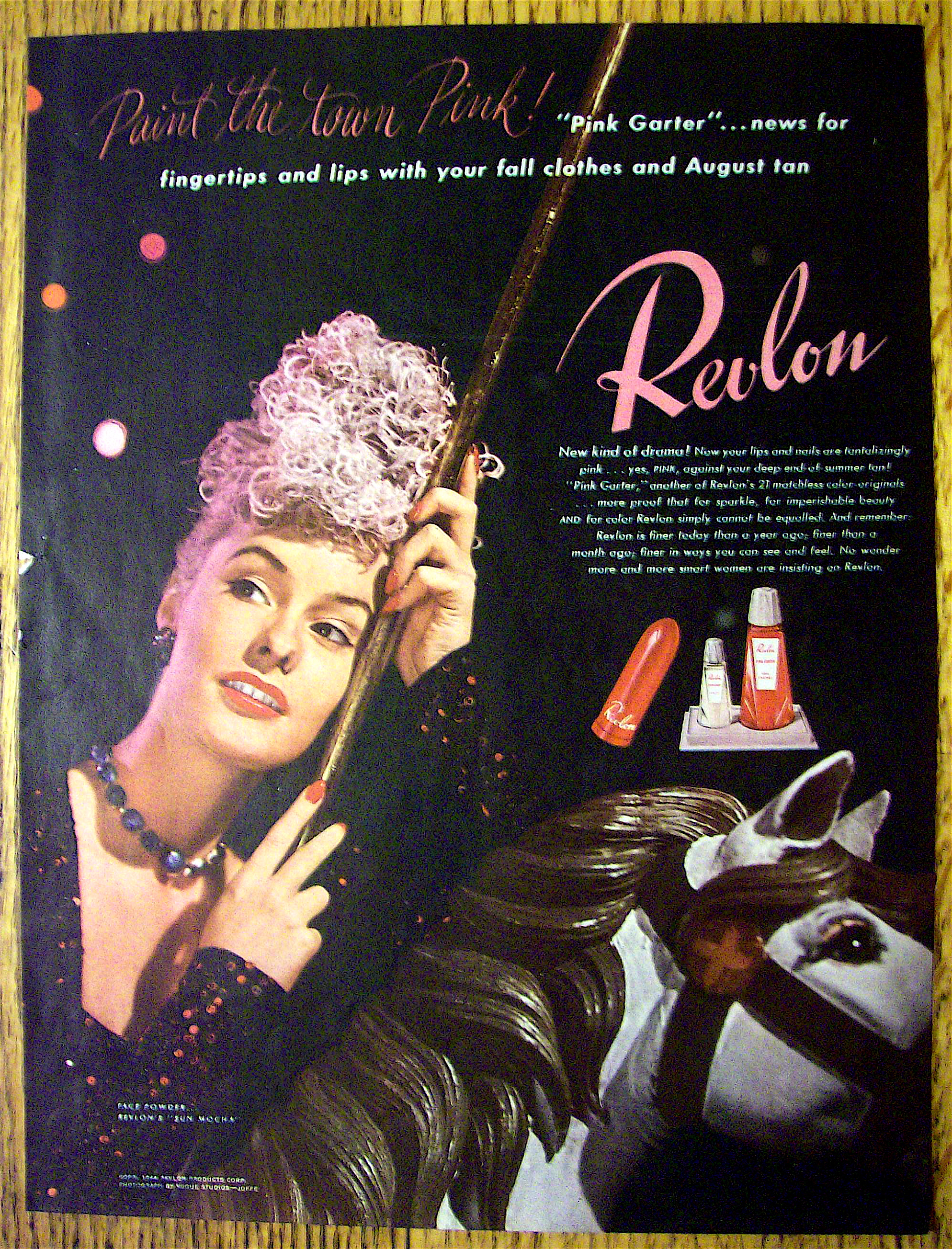 1944 Revlon Pink Garter with Lovely Woman