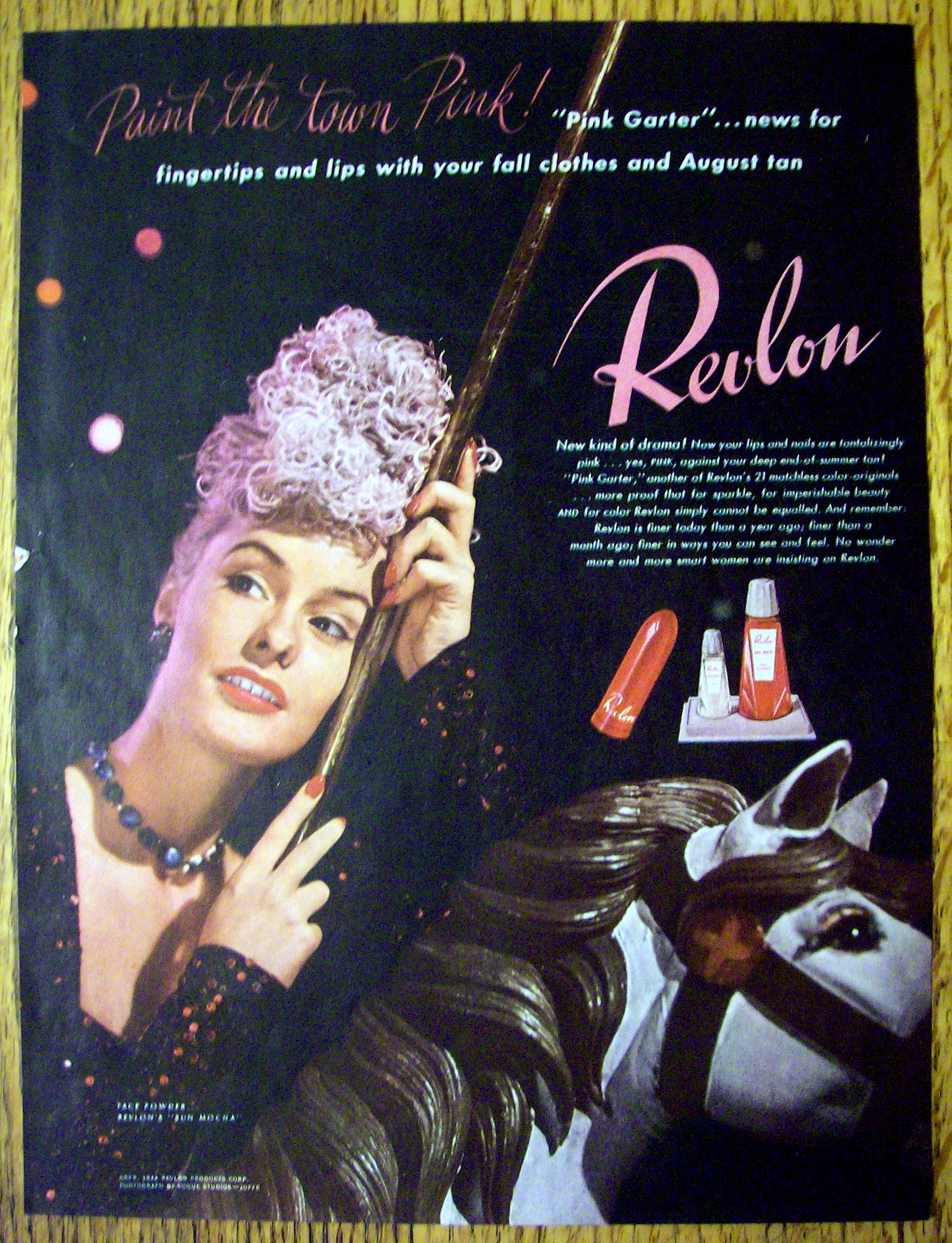 1944 Revlon Pink Garter with Lovely Woman
