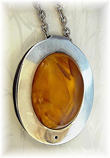 Sterling Silver & Amber Necklace Made in Denmark