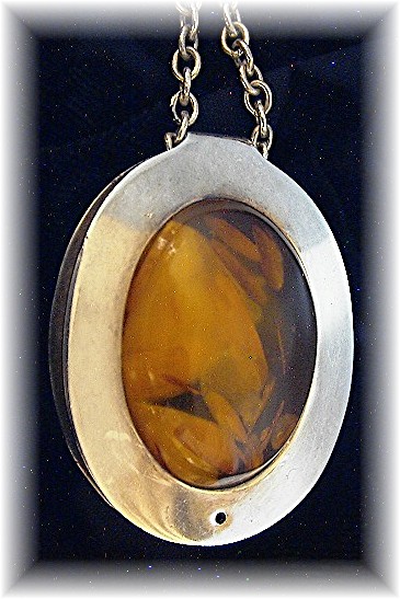 Sterling Silver & Amber Necklace Made in Denmark