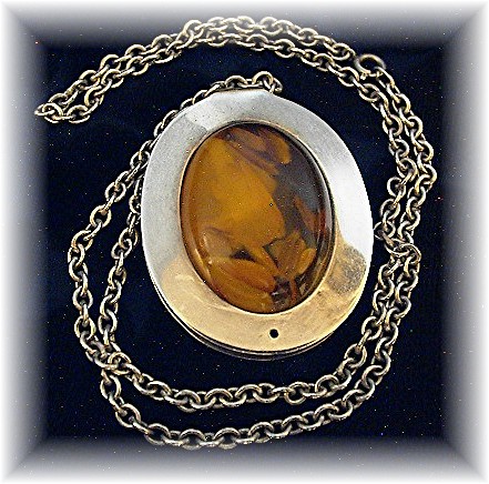 Sterling Silver & Amber Necklace Made in Denmark