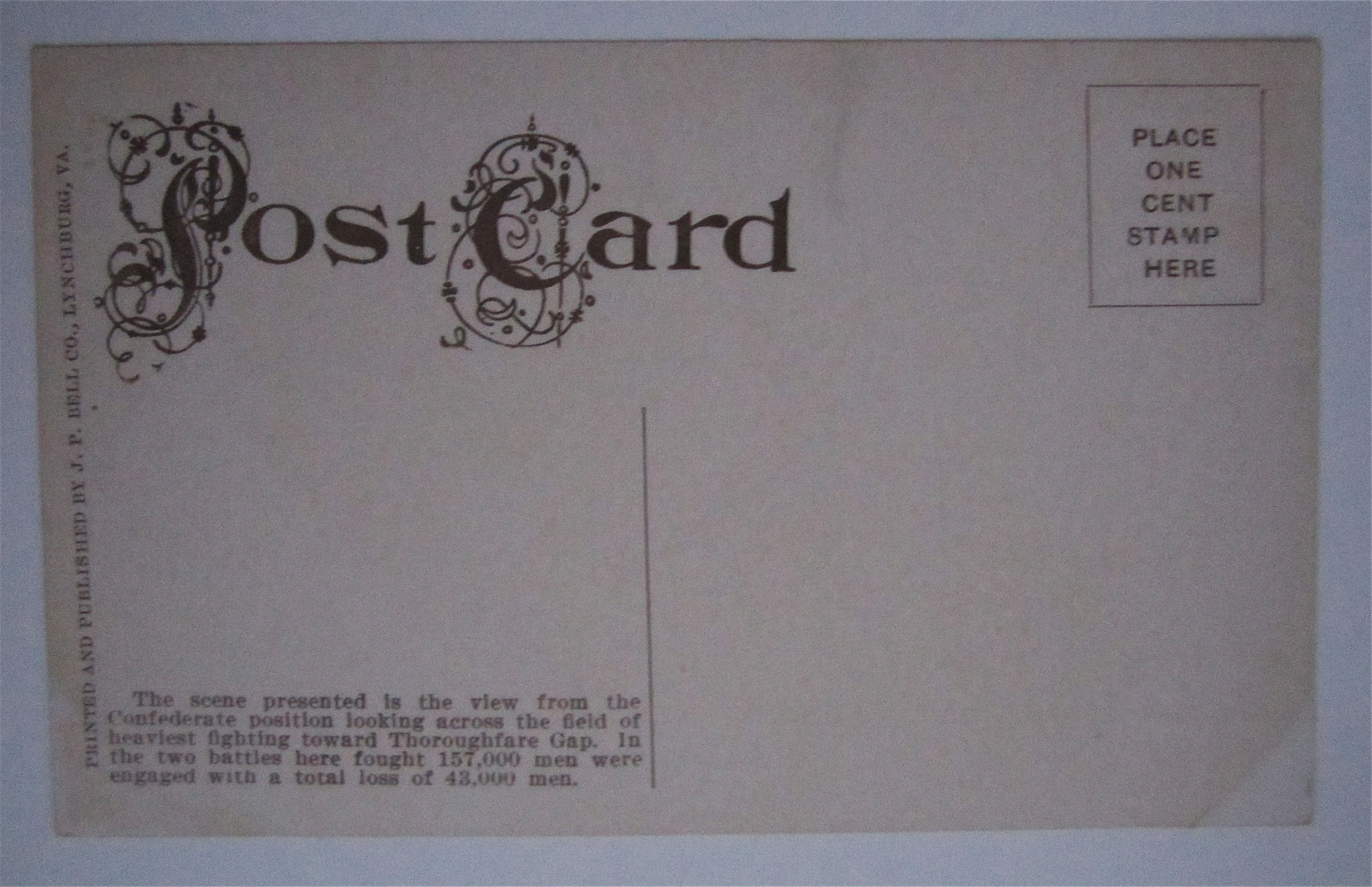 Manassas Battle Field, Virginia Postcard