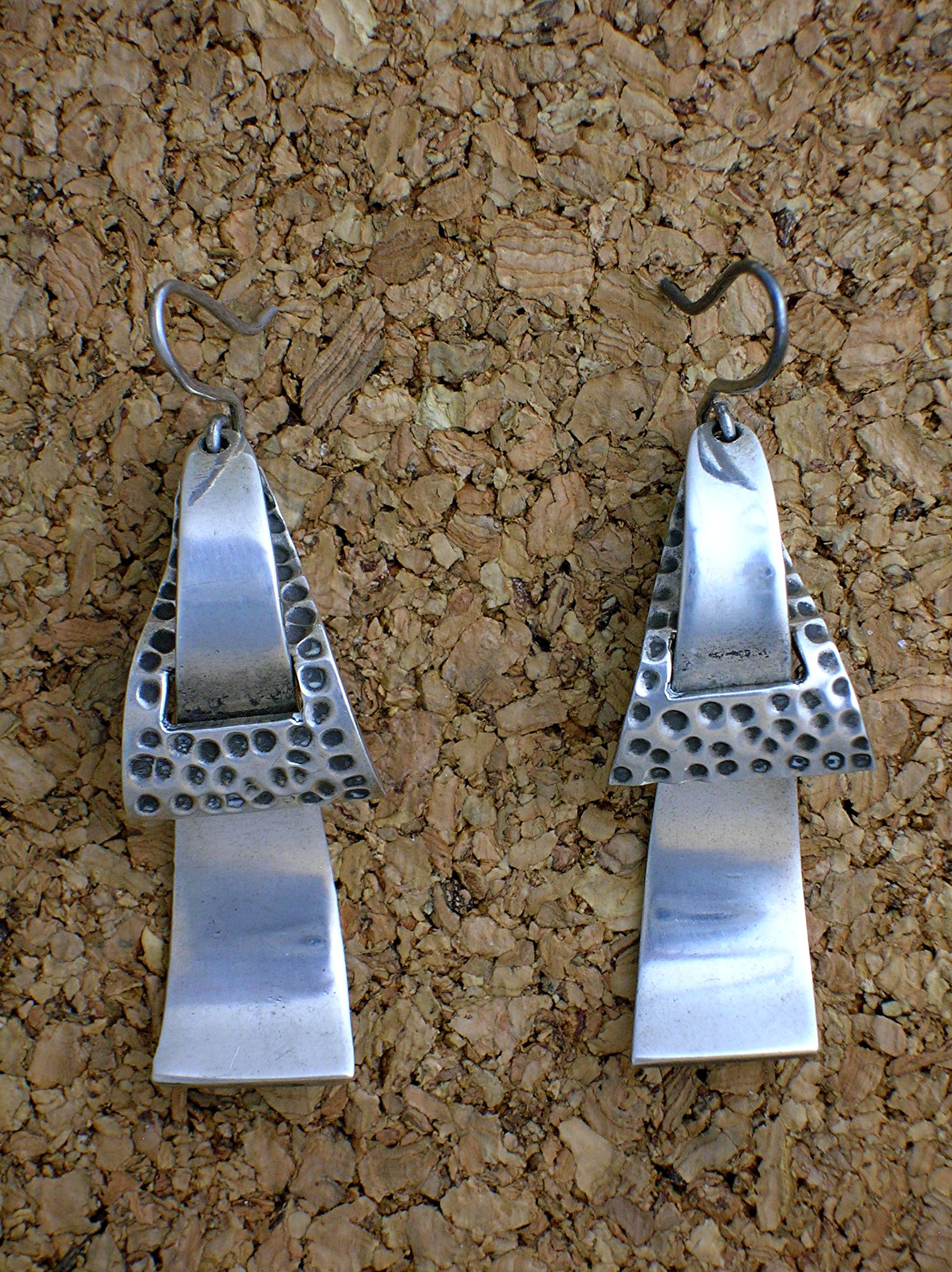 Signed Sterling Mexico TE-24 Dangly Pierced Earrings