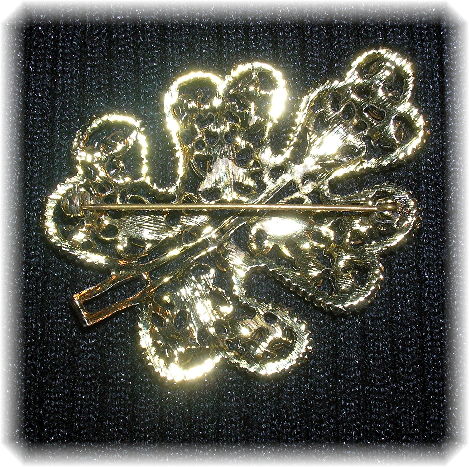 2 3/4 Inch Gold and Rhinestone Brooch Pin