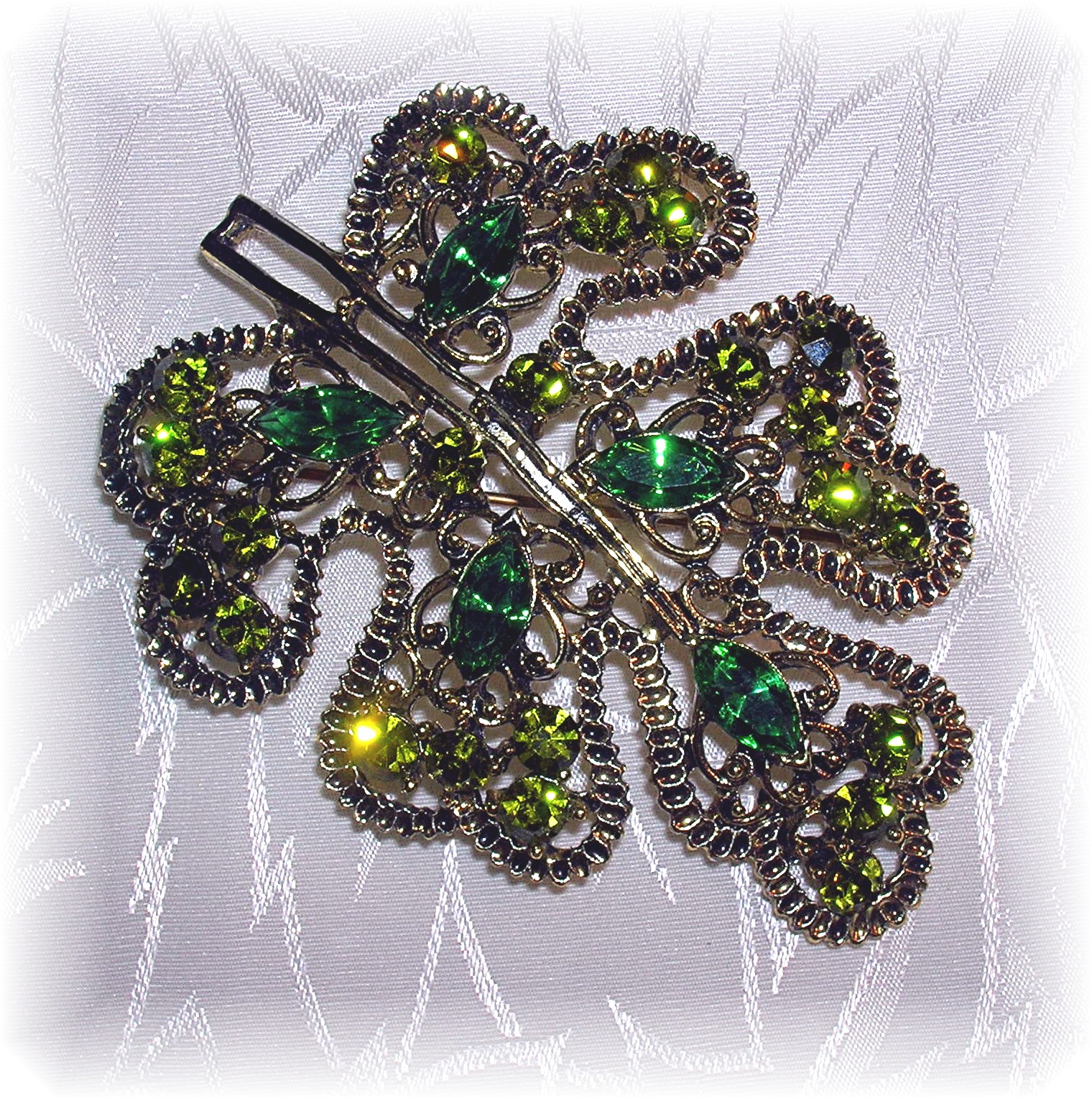 2 3/4 Inch Gold and Rhinestone Brooch Pin
