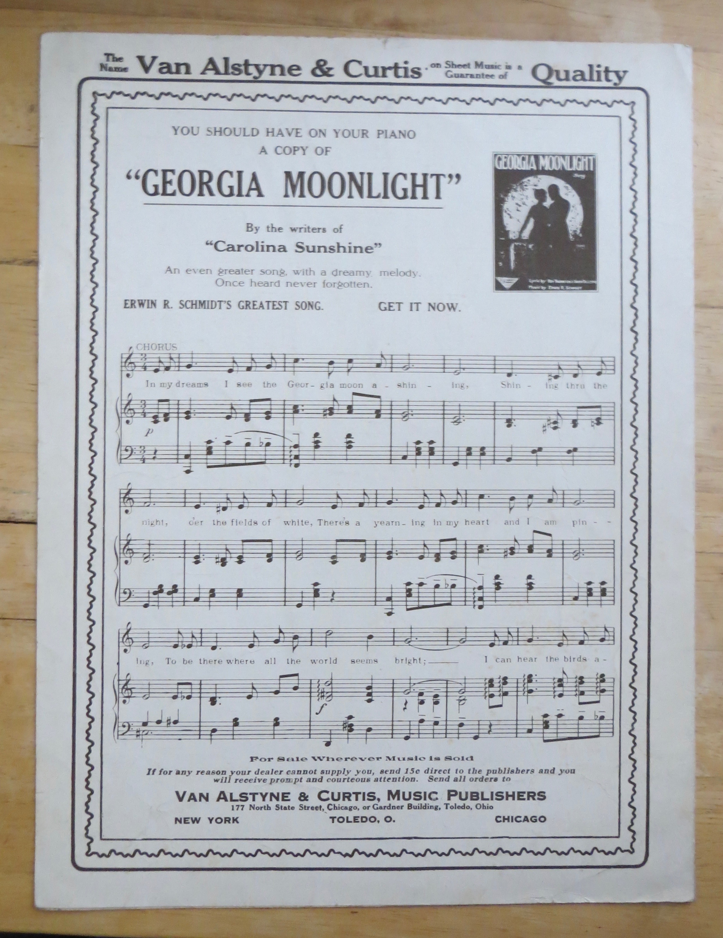 1920 Sweetie O' Mine Song Sheet Music