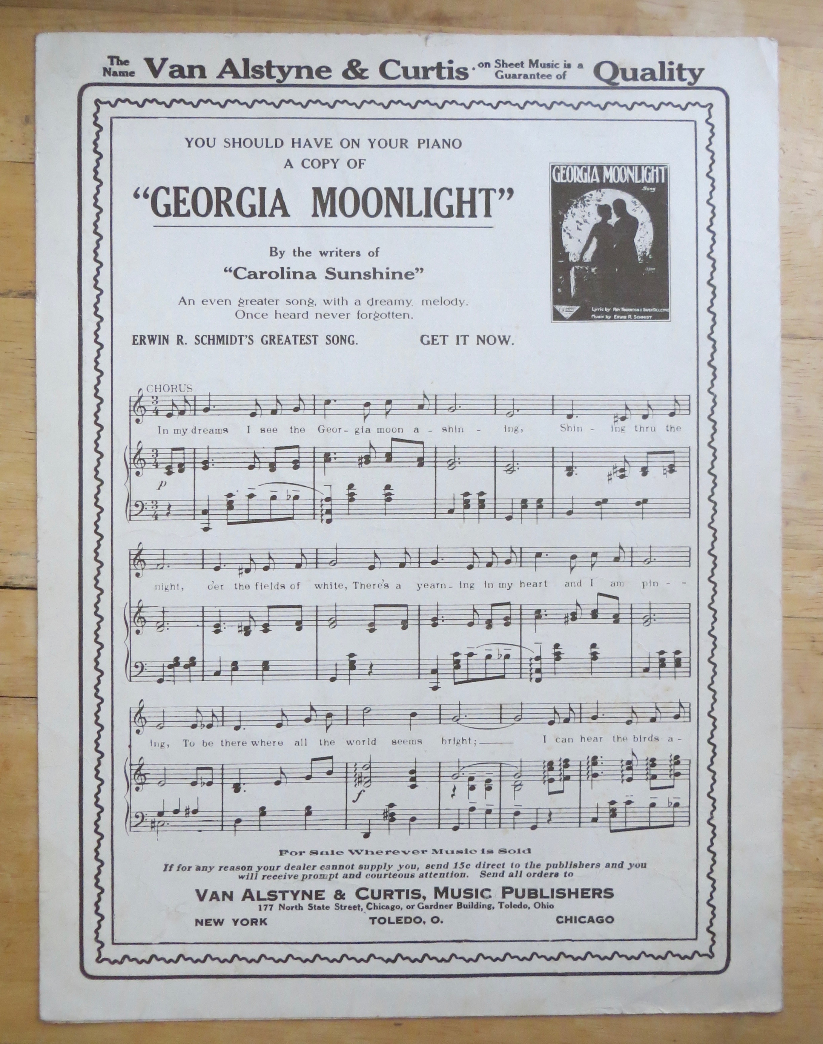 1920 Sweetie O' Mine Song Sheet Music
