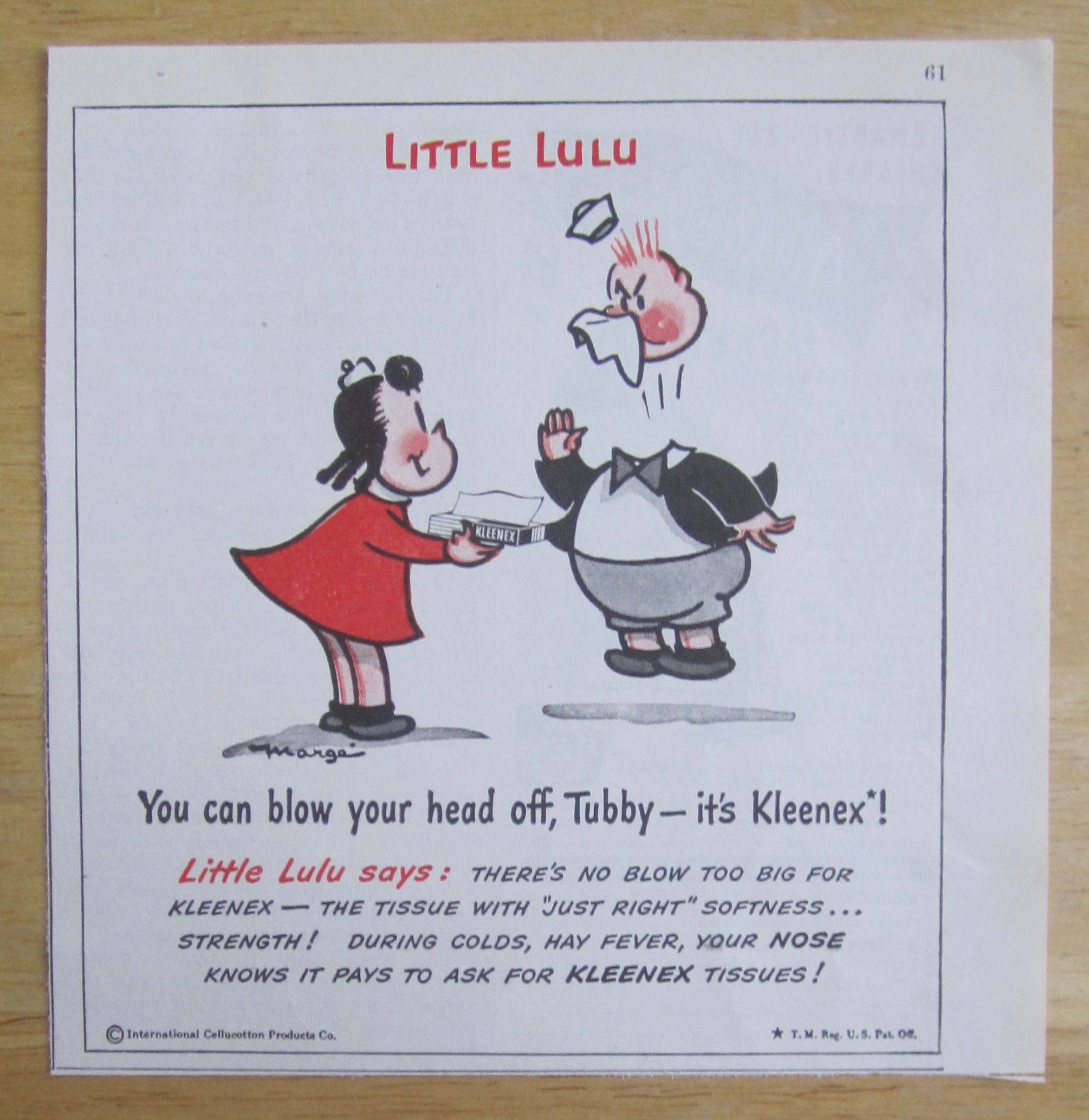 1949 Kleenex Tissue w/ Little Lulu & Tubby