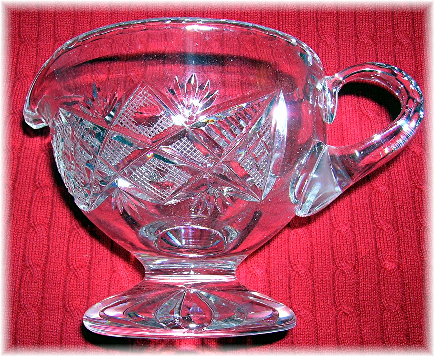 Cut Glass Sugar with Lid and Cream Pitcher