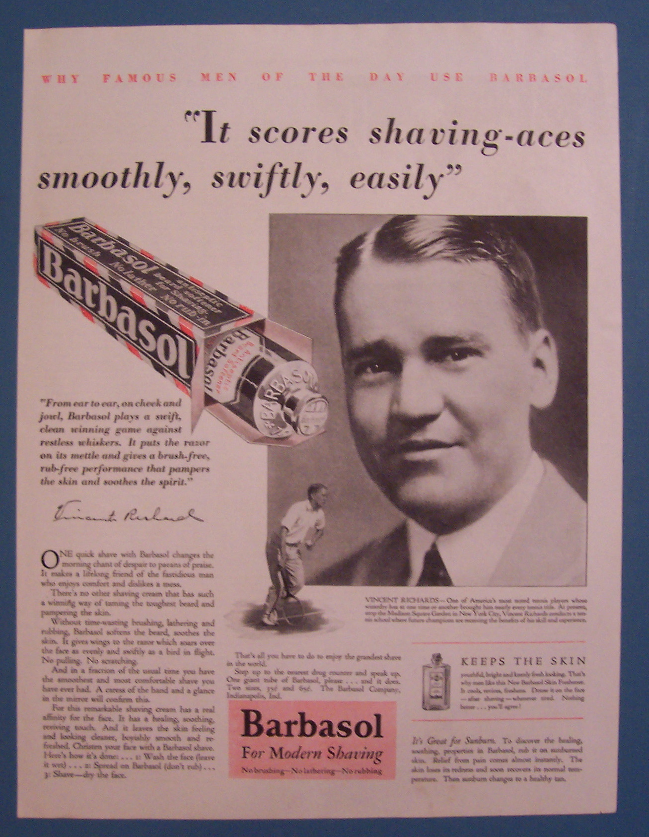 1929 Barbasol with Vincent Richards